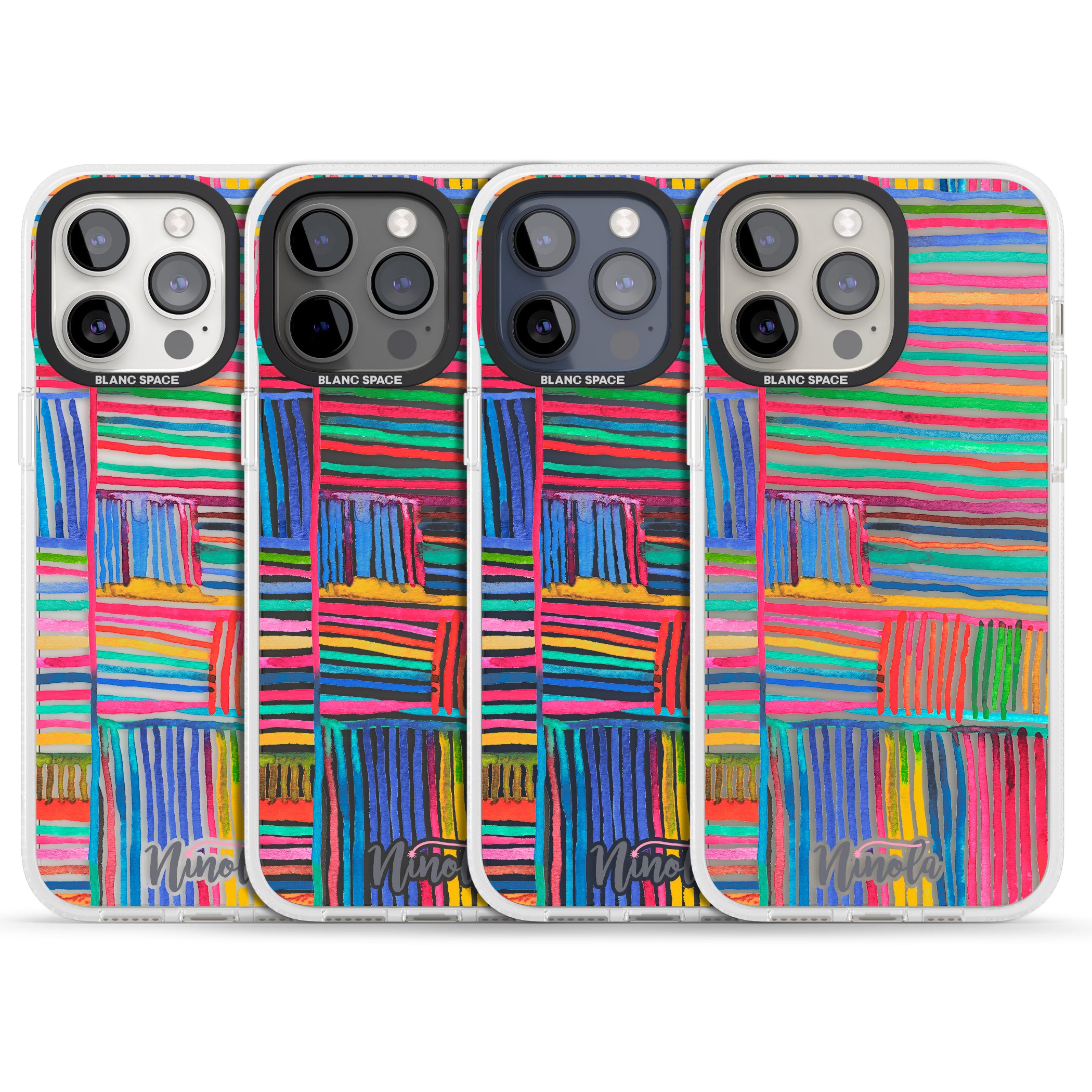 Watercolor Relaxing Lines iPhone 15 Pro Max / 15 Pro / 14 Pro Max / 14 Pro / 13 Pro Clear Case Impact Air - Blanc Space