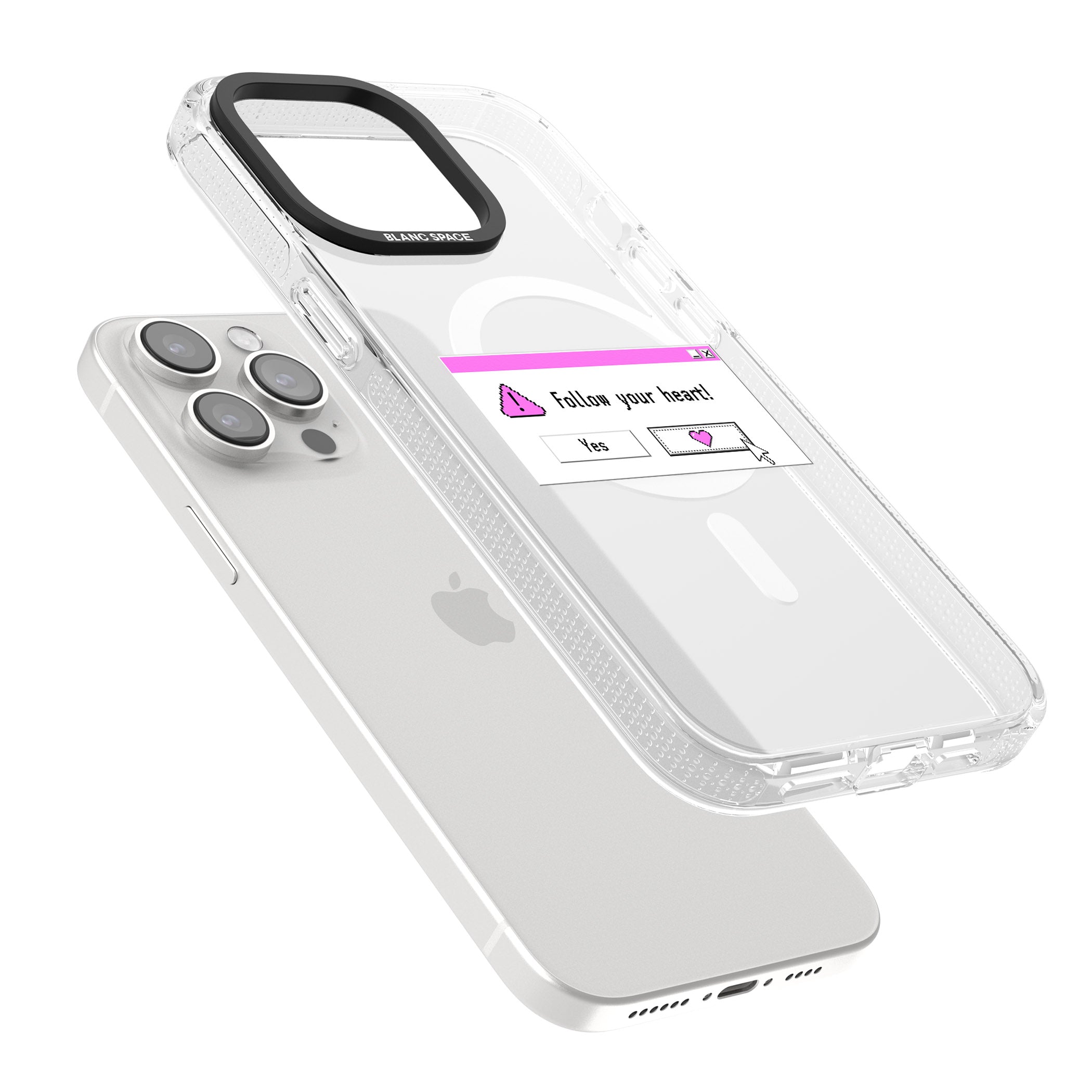 Follow your heart.exe iPhone 15 Pro Max / 15 Pro / 14 Pro Max / 14 Pro / 13 Pro Clear Case Impact Air - Blanc Space