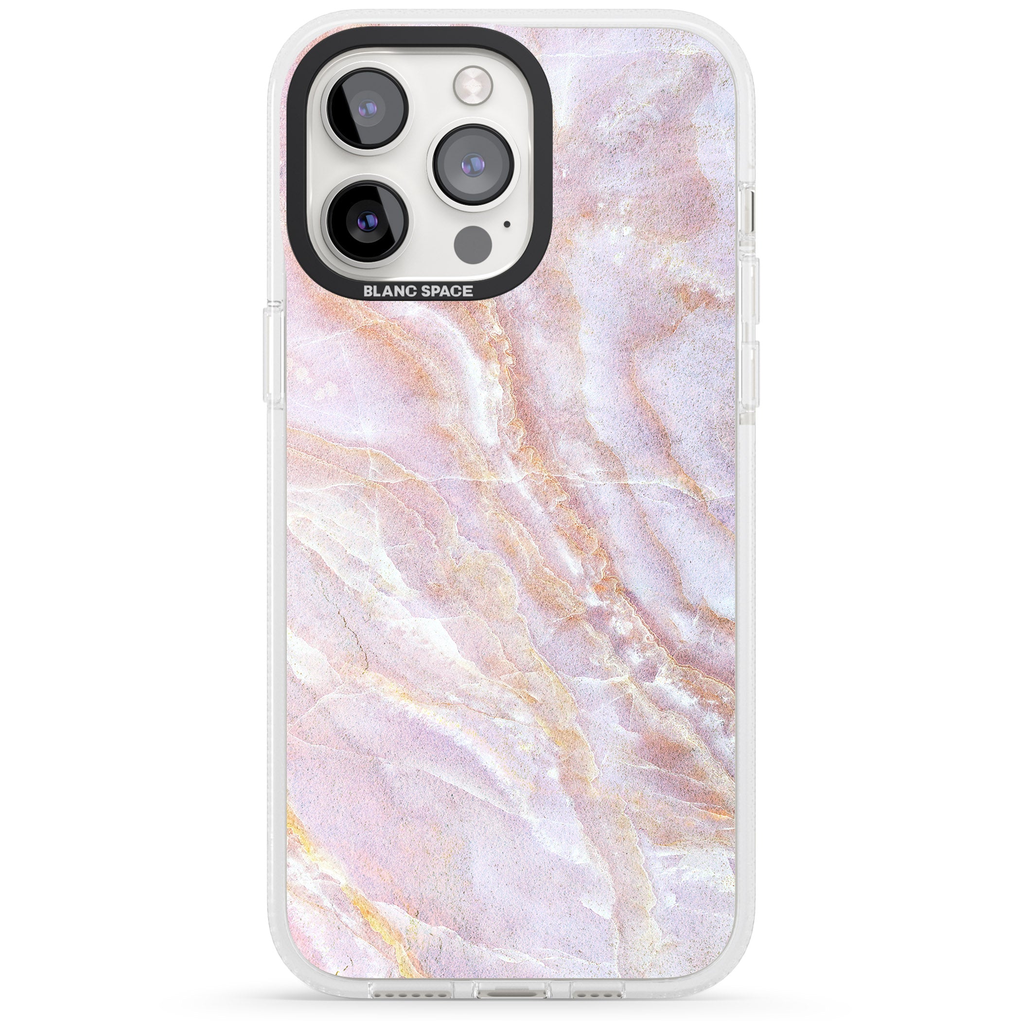Soft Pink & Yellow Onyx Marble iPhone 15 Pro Max / 15 Pro / 14 Pro Max / 14 Pro / 13 Pro Clear Case Impact Air - Blanc Space