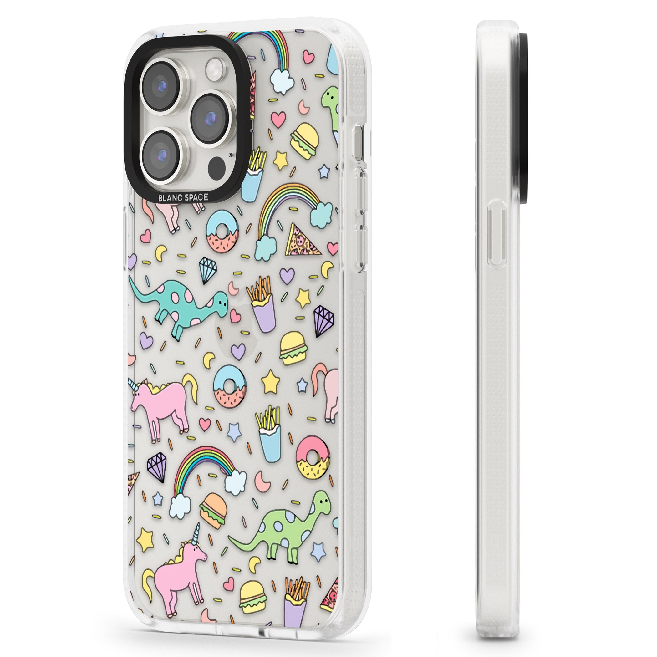 Cute Pattern iPhone 15 Pro Max / 15 Pro / 14 Pro Max / 14 Pro / 13 Pro Clear Case Impact Air - Blanc Space