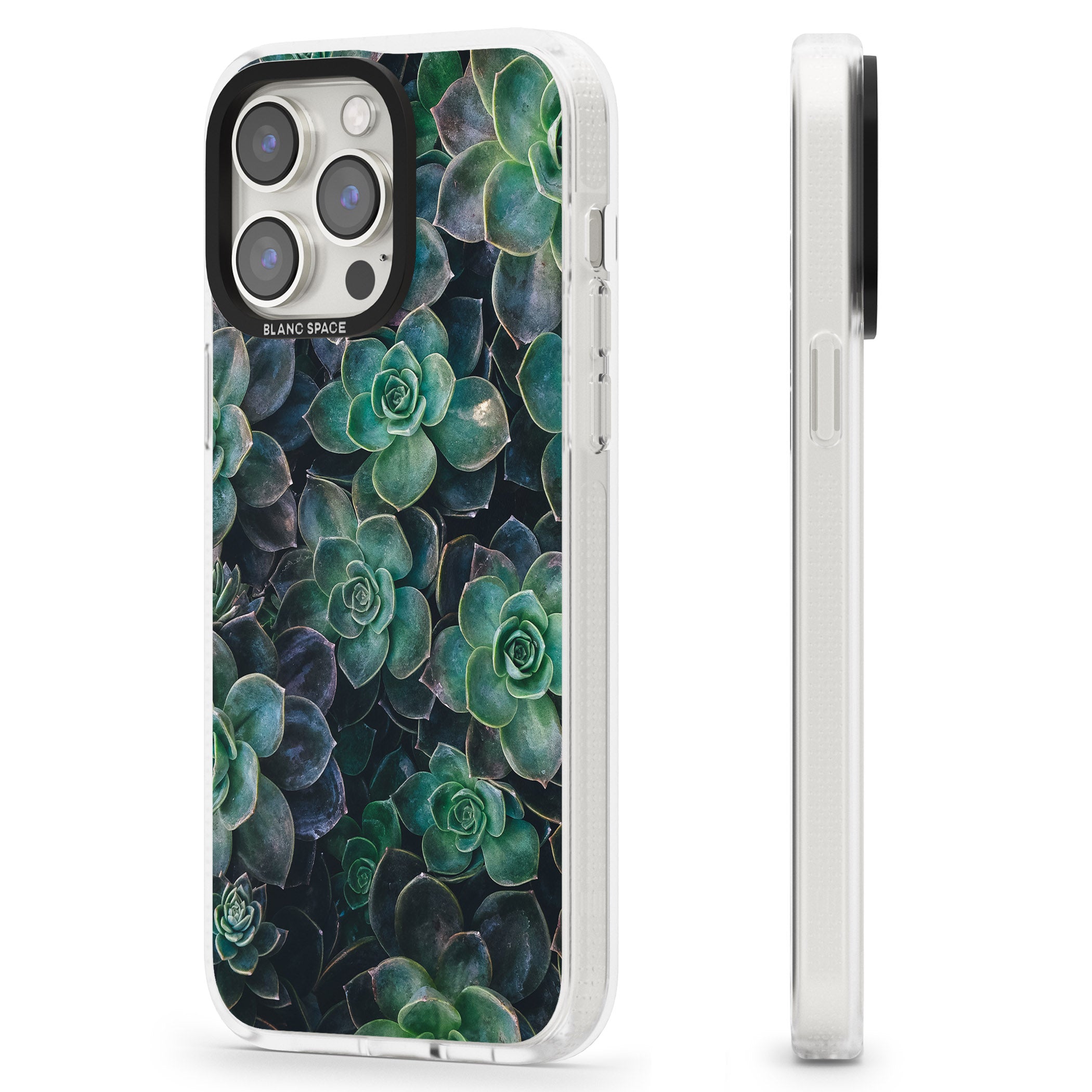 Succulents - Real Botanical Photographs iPhone 15 Pro Max / 15 Pro / 14 Pro Max / 14 Pro / 13 Pro Clear Case Impact Air - Blanc Space