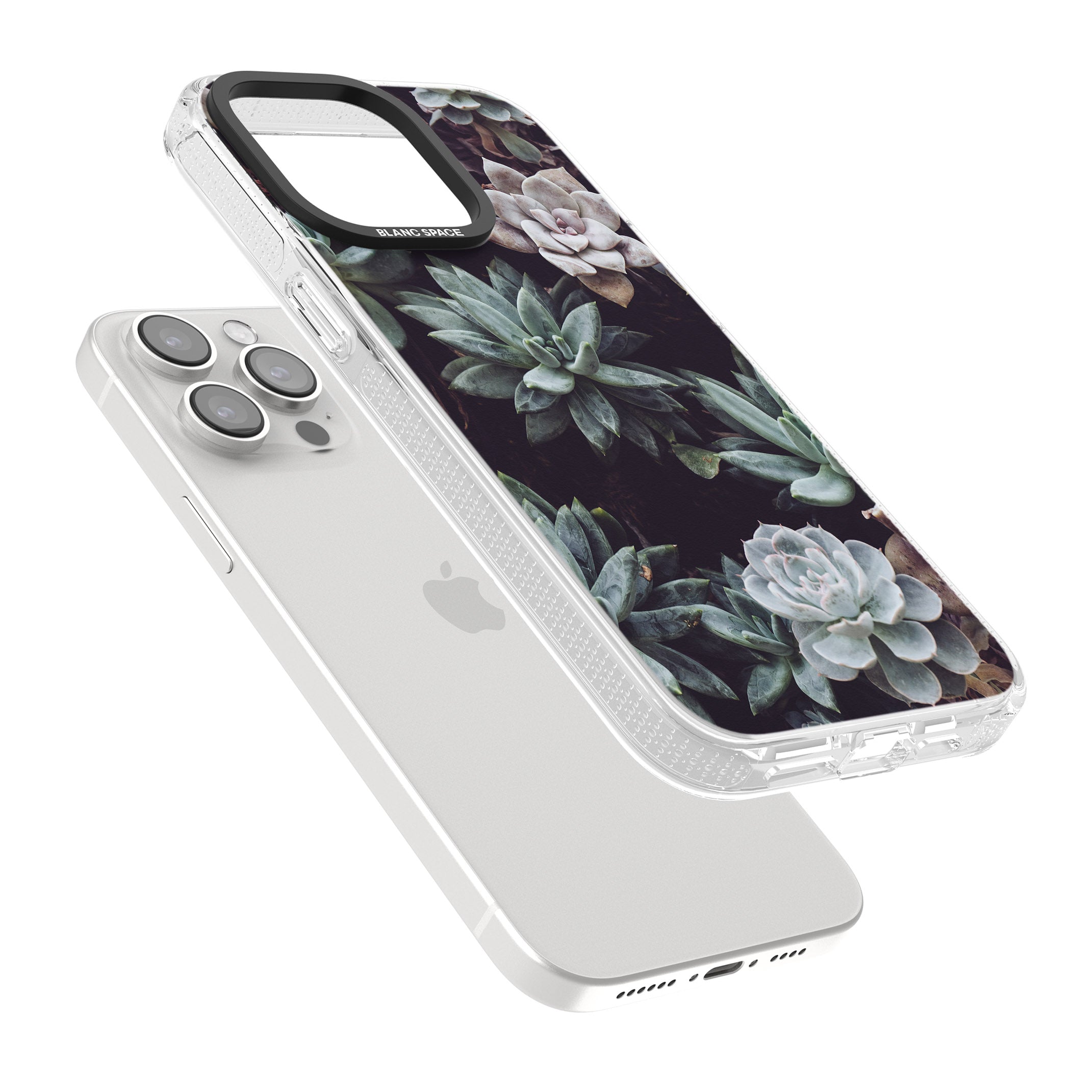 Mixed Succulents - Real Botanical Photographs iPhone 15 Pro Max / 15 Pro / 14 Pro Max / 14 Pro / 13 Pro Clear Case Impact Air - Blanc Space