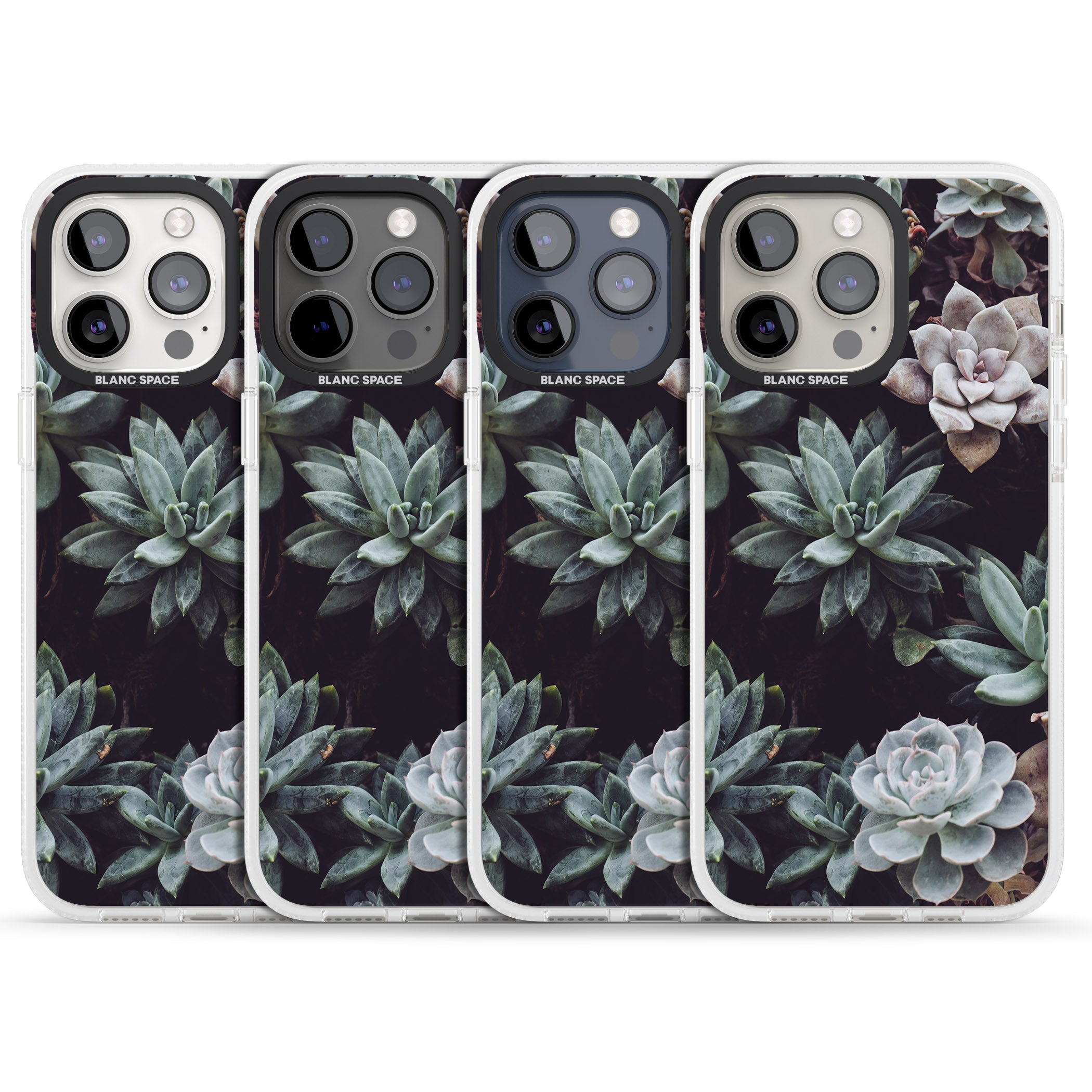 Mixed Succulents - Real Botanical Photographs iPhone 15 Pro Max / 15 Pro / 14 Pro Max / 14 Pro / 13 Pro Clear Case Impact Air - Blanc Space