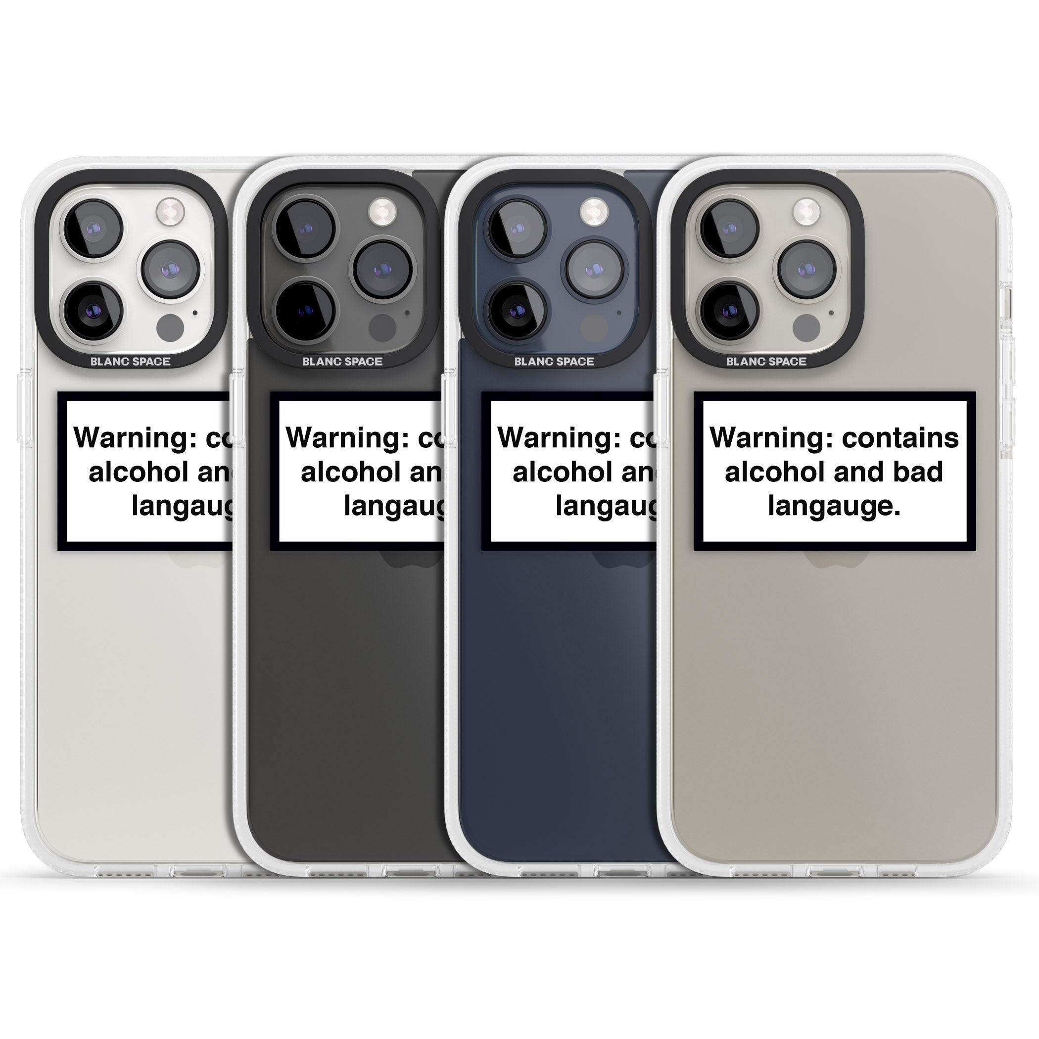 Warning: Contains Alcohol & Bad Language iPhone 15 Pro Max / 15 Pro / 14 Pro Max / 14 Pro / 13 Pro Clear Case Impact Air - Blanc Space