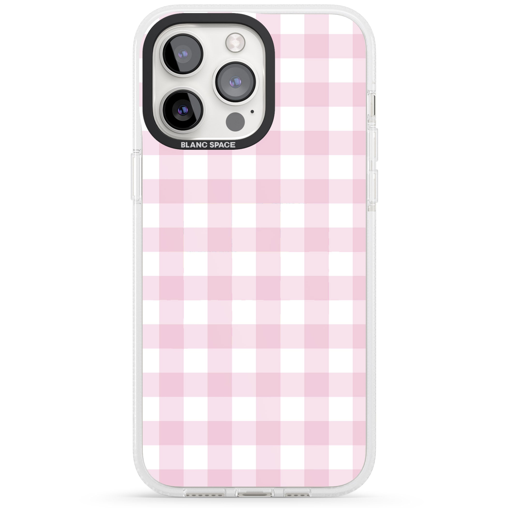 Pink Gingham Pattern iPhone 15 Pro Max / 15 Pro / 14 Pro Max / 14 Pro / 13 Pro Clear Case Impact Air - Blanc Space