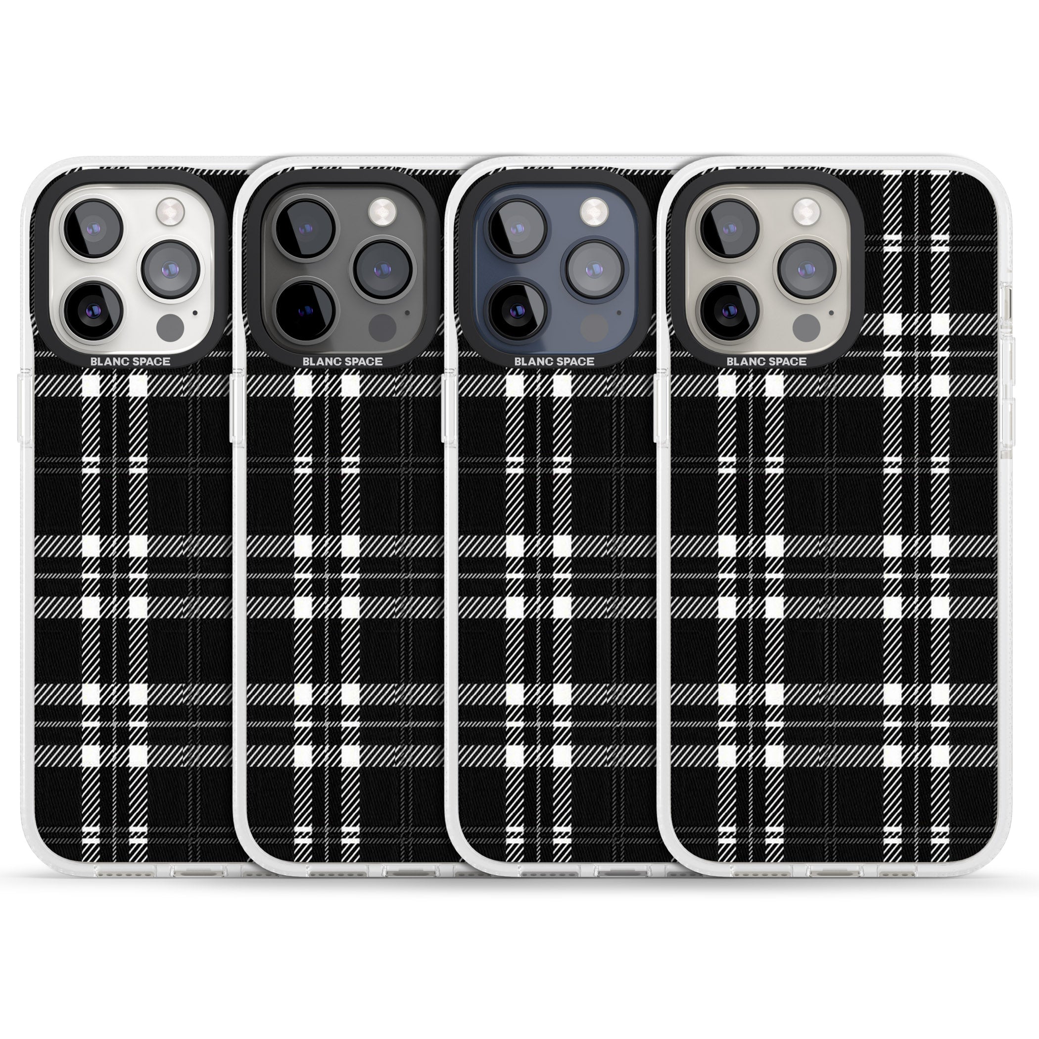 Divine Black Plaid iPhone 15 Pro Max / 15 Pro / 14 Pro Max / 14 Pro / 13 Pro Clear Case Impact Air - Blanc Space