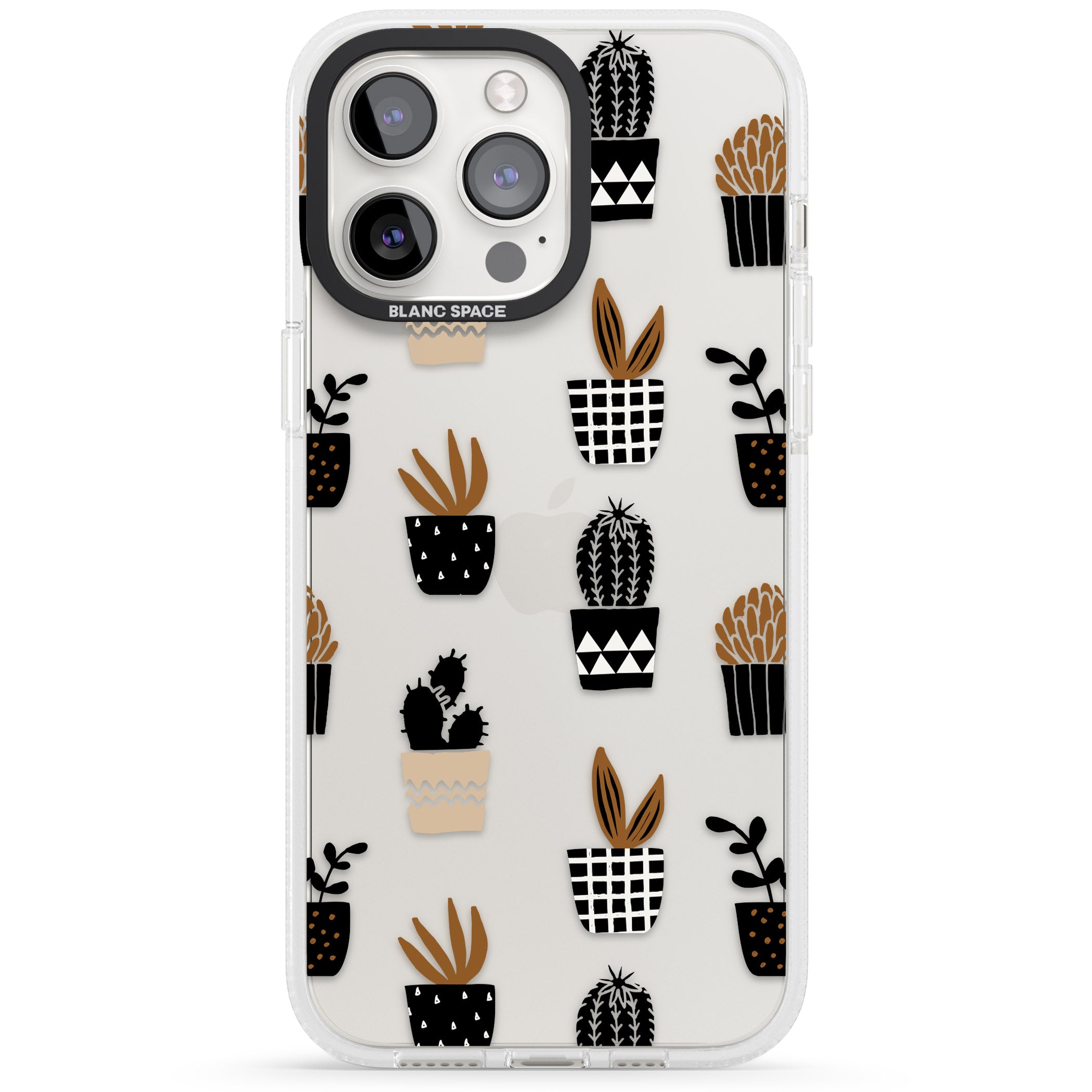 Large Mixed Plants Pattern - Clear iPhone 15 Pro Max / 15 Pro / 14 Pro Max / 14 Pro / 13 Pro Clear Case Impact Air - Blanc Space