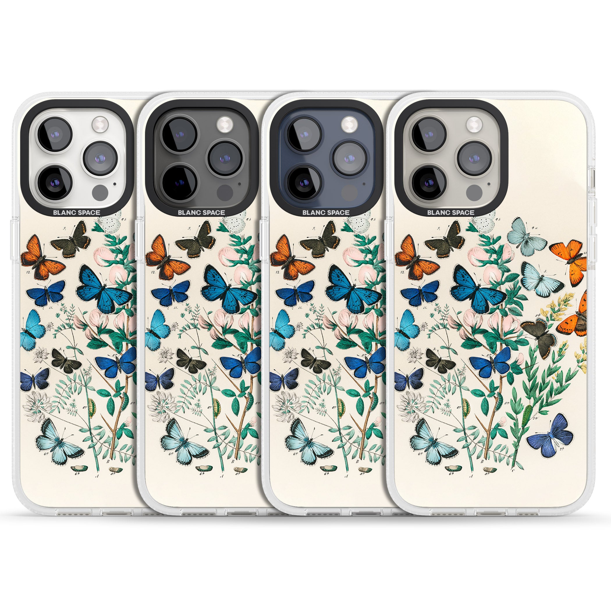 European Butterflies iPhone 15 Pro Max / 15 Pro / 14 Pro Max / 14 Pro / 13 Pro Clear Case Impact Air - Blanc Space