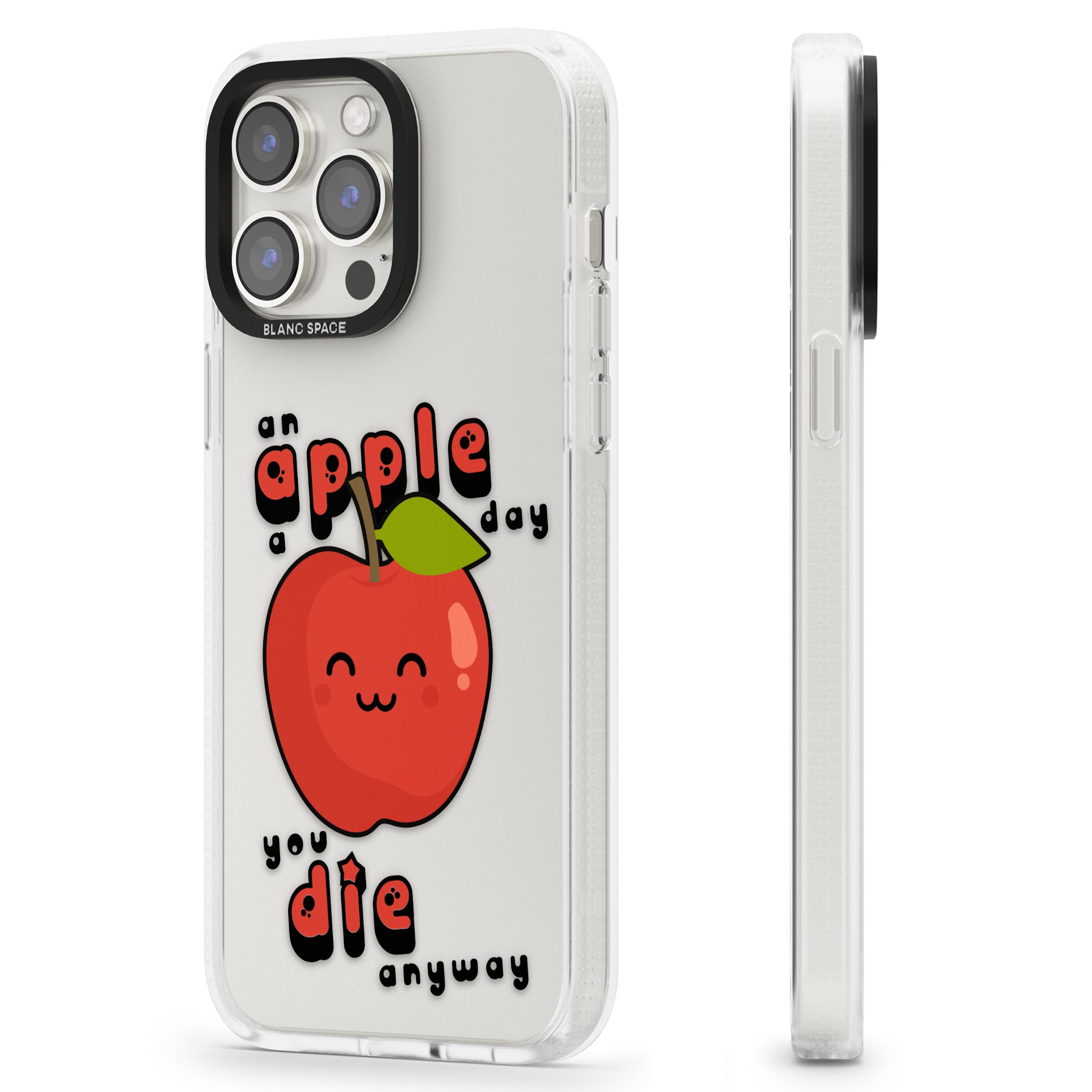 An Apple a Day iPhone 15 Pro Max / 15 Pro / 14 Pro Max / 14 Pro / 13 Pro Clear Case Impact Air - Blanc Space