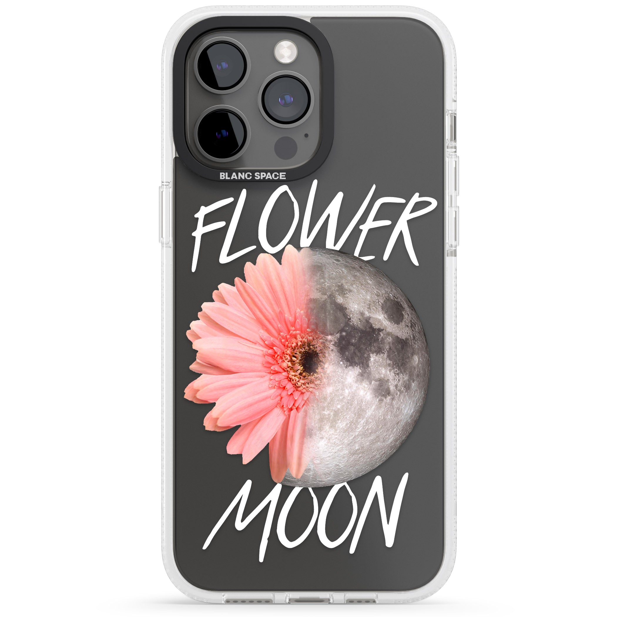 Flower Moon iPhone 15 Pro Max / 15 Pro / 14 Pro Max / 14 Pro / 13 Pro Clear Case Impact Air - Blanc Space