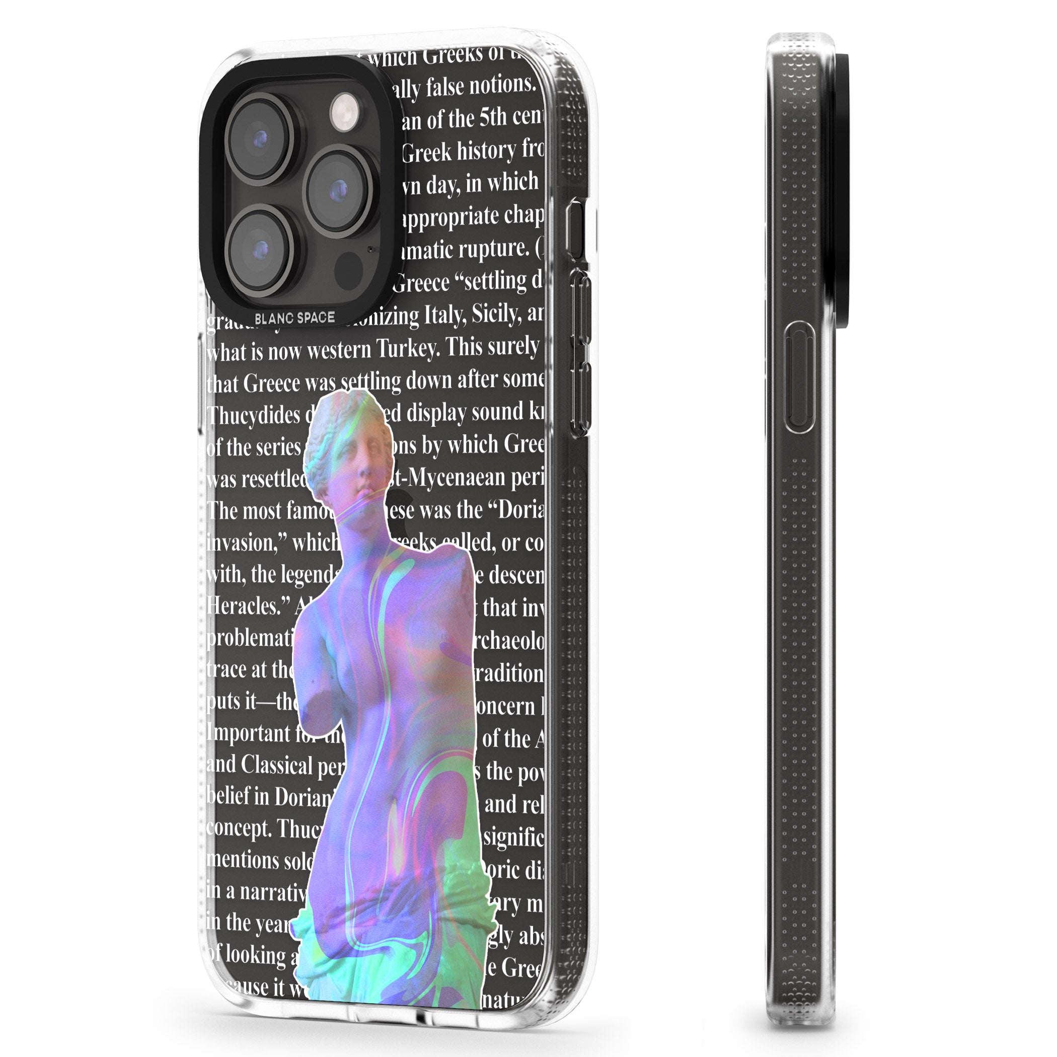Iridescent De Milo iPhone 15 Pro Max / 15 Pro / 14 Pro Max / 14 Pro / 13 Pro Clear Case Impact Air - Blanc Space