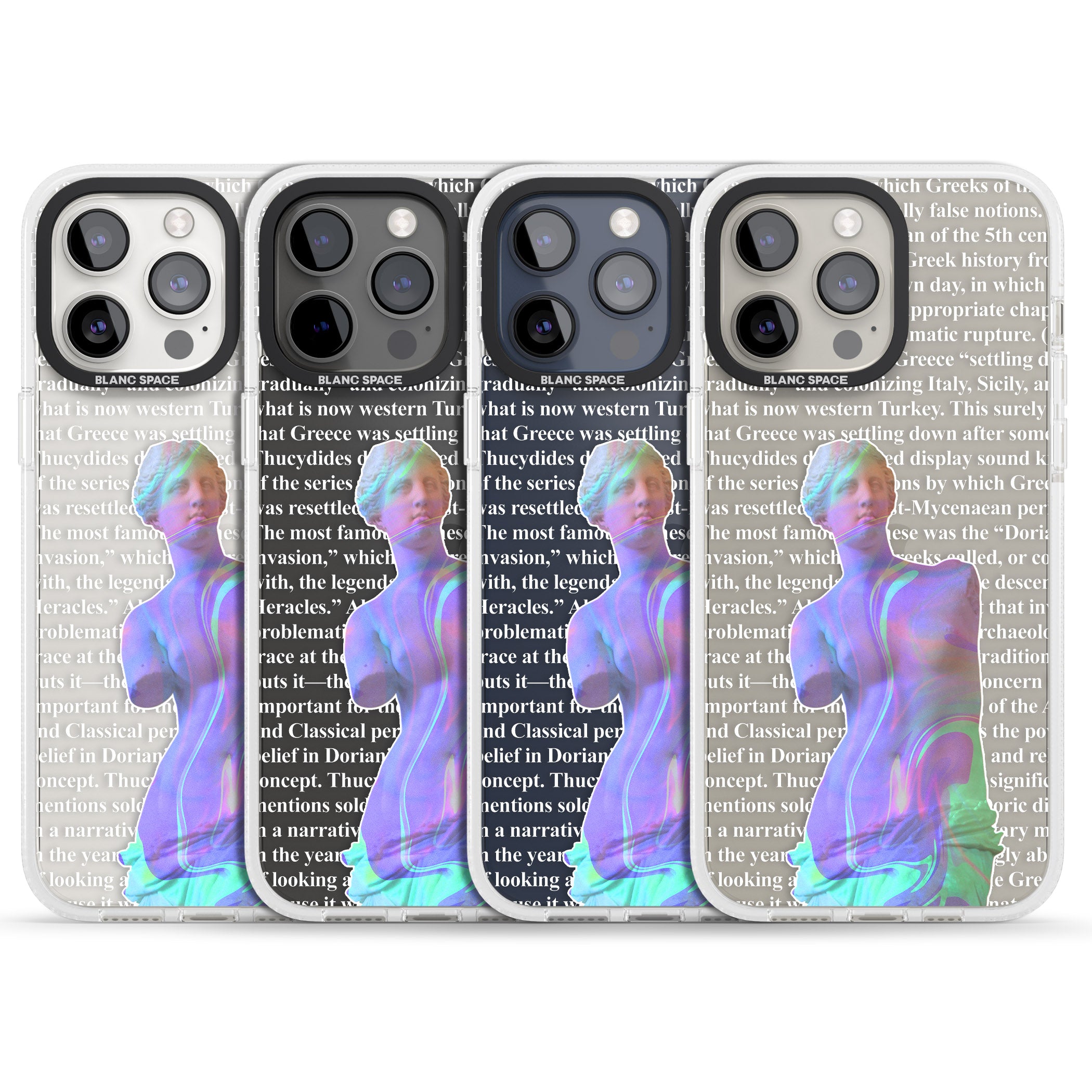 Iridescent De Milo iPhone 15 Pro Max / 15 Pro / 14 Pro Max / 14 Pro / 13 Pro Clear Case Impact Air - Blanc Space