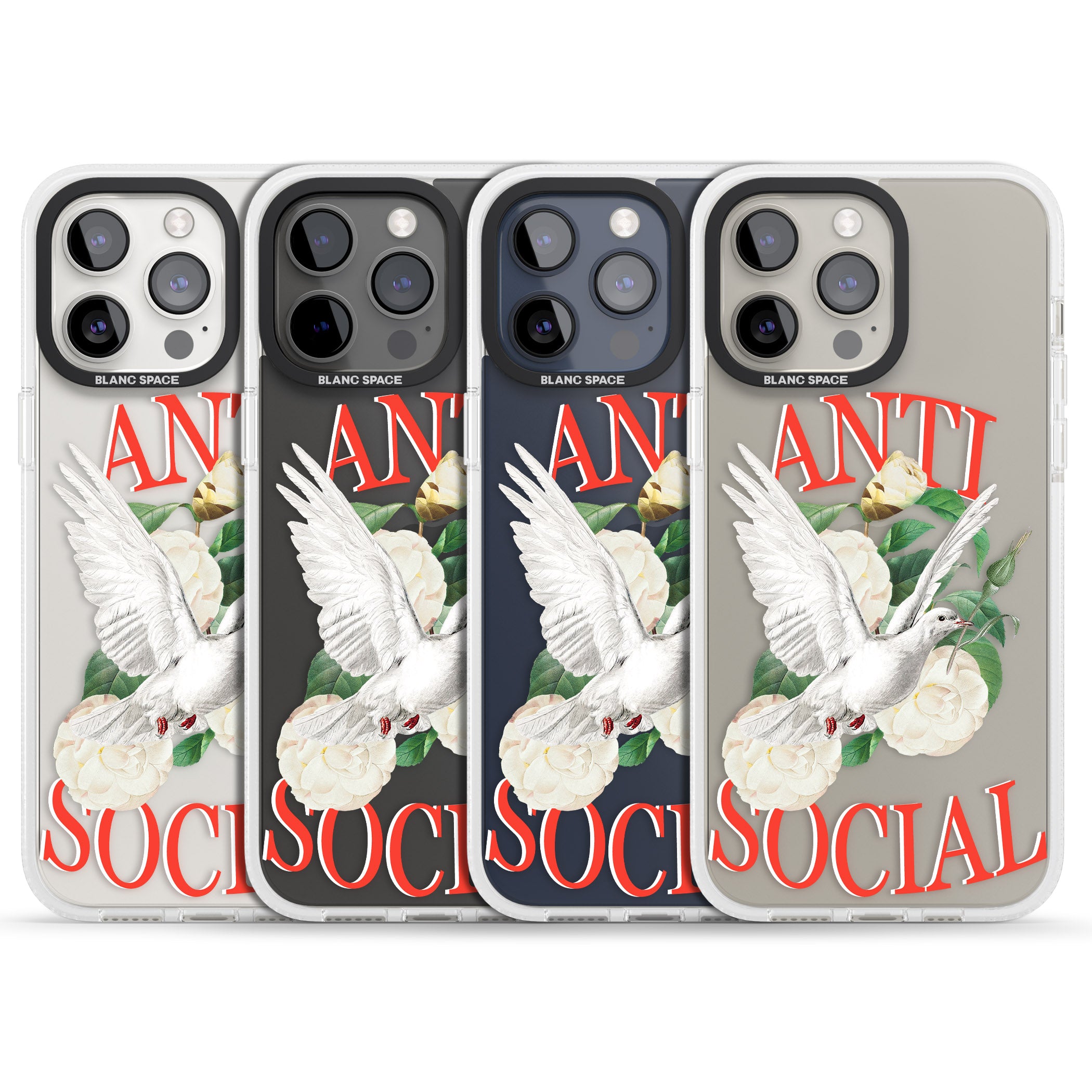 Anti-Social iPhone 15 Pro Max / 15 Pro / 14 Pro Max / 14 Pro / 13 Pro Clear Case Impact Air - Blanc Space