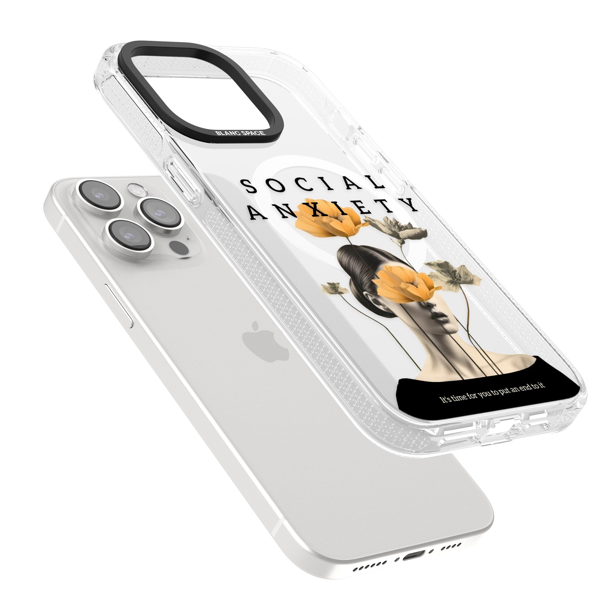 Social Anxiety iPhone 15 Pro Max / 15 Pro / 14 Pro Max / 14 Pro / 13 Pro Clear Case Impact Air - Blanc Space
