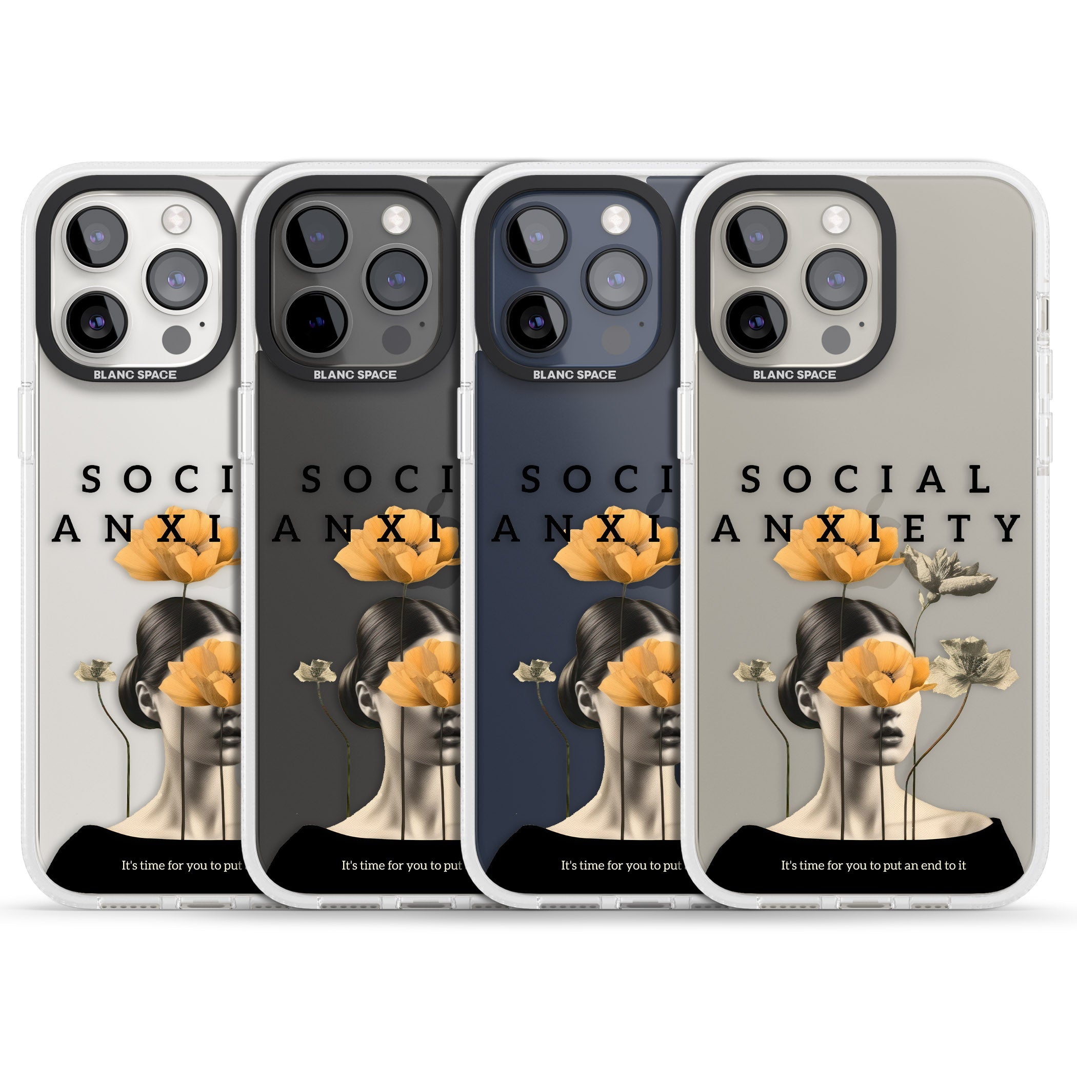 Social Anxiety iPhone 15 Pro Max / 15 Pro / 14 Pro Max / 14 Pro / 13 Pro Clear Case Impact Air - Blanc Space