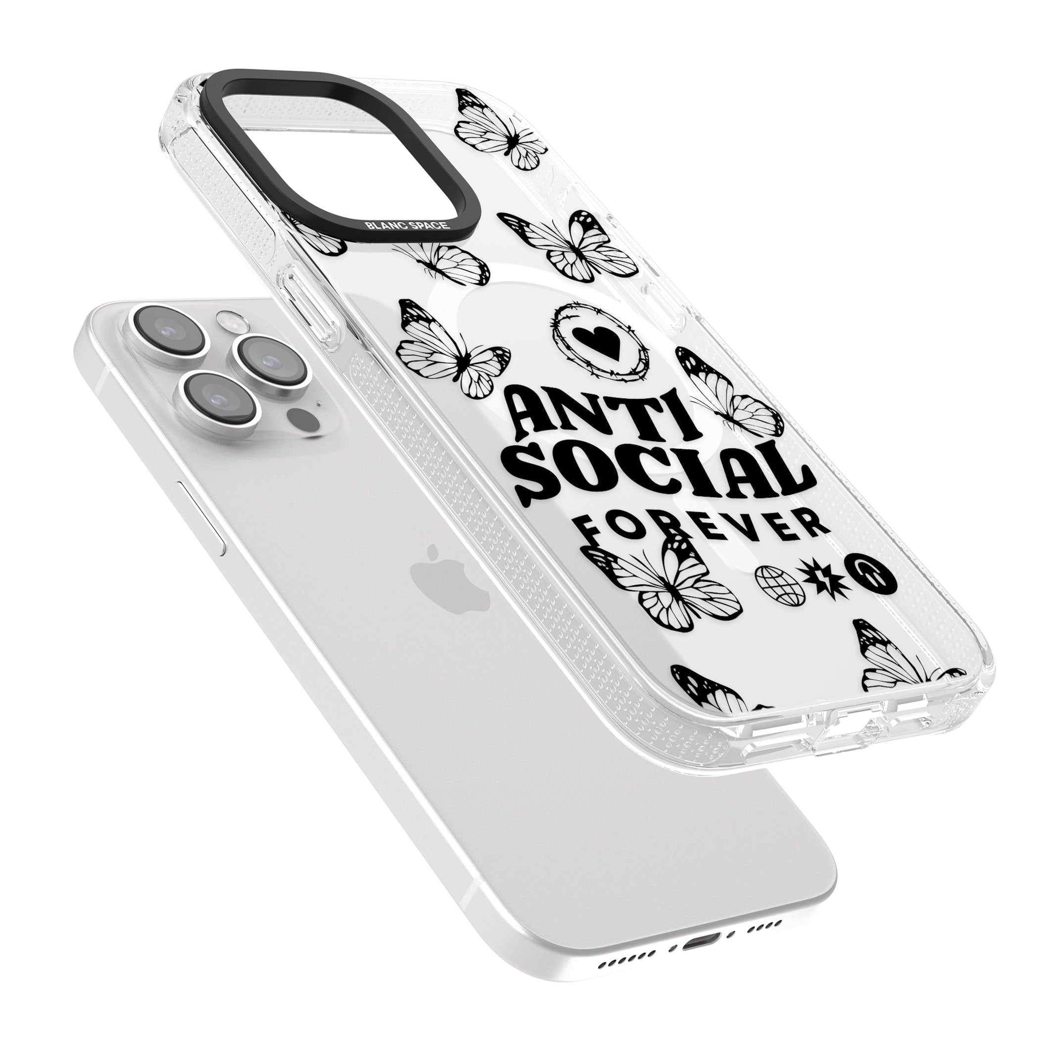 Anti-Social Forever iPhone 15 Pro Max / 15 Pro / 14 Pro Max / 14 Pro / 13 Pro Clear Case Impact Air - Blanc Space