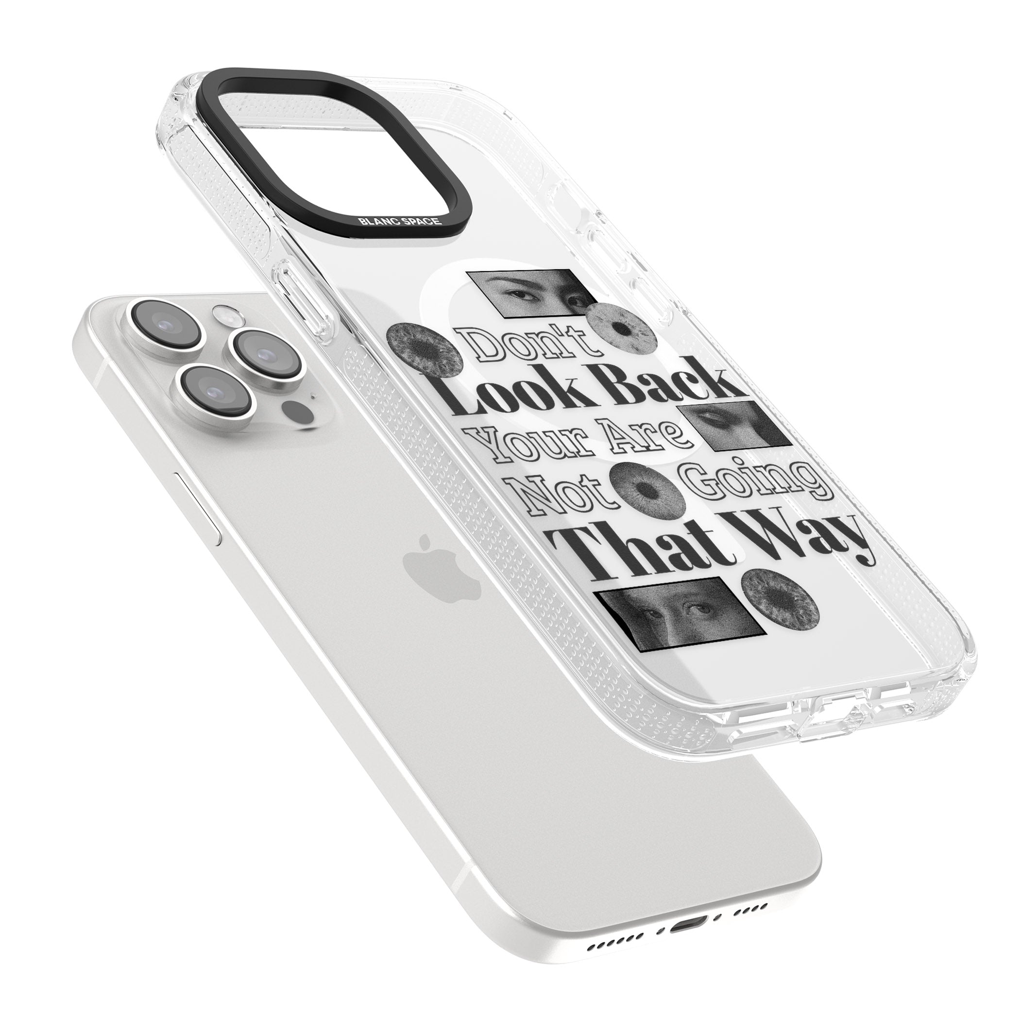 Don't Look Back iPhone 15 Pro Max / 15 Pro / 14 Pro Max / 14 Pro / 13 Pro Clear Case Impact Air - Blanc Space