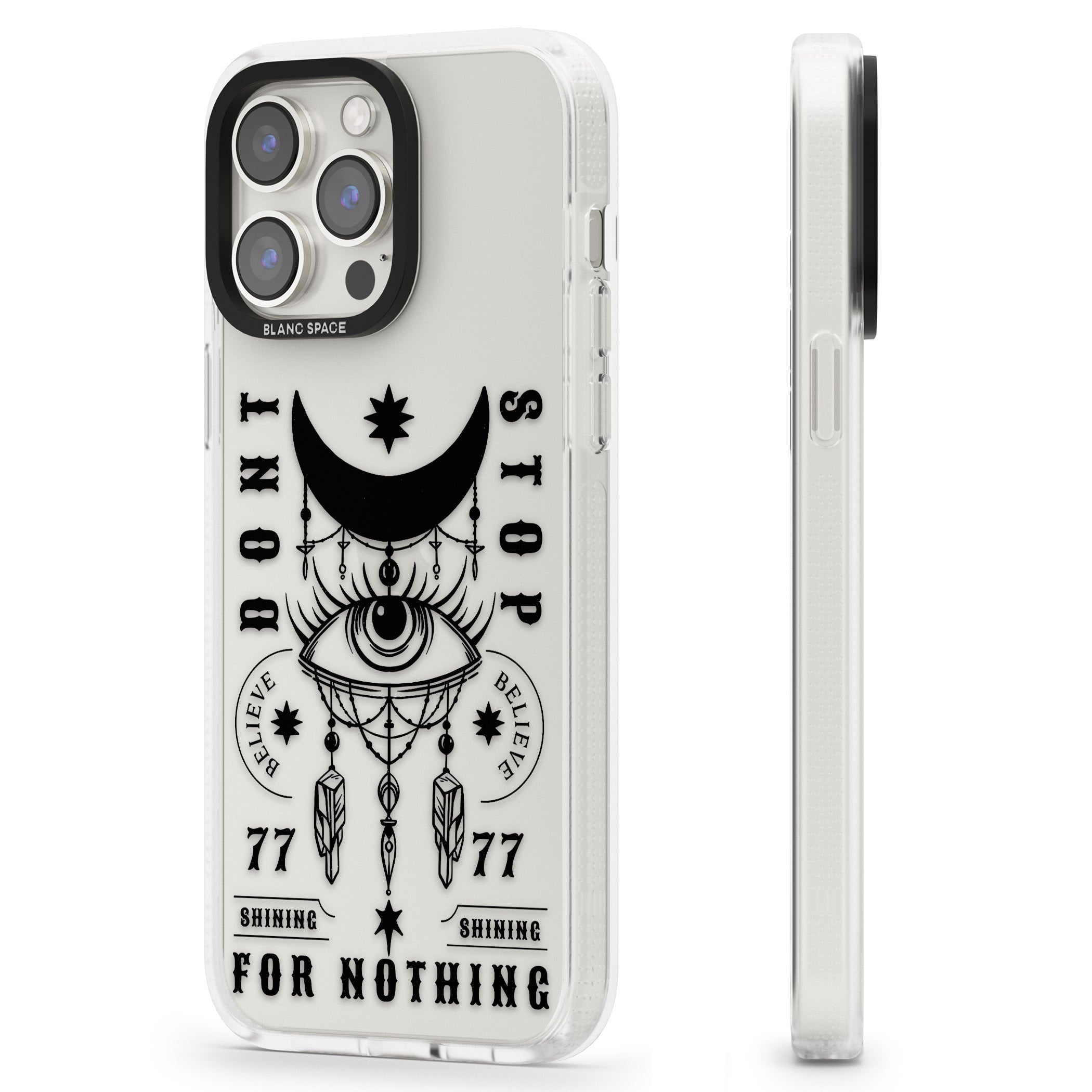 Don't Stop For Nothing iPhone 15 Pro Max / 15 Pro / 14 Pro Max / 14 Pro / 13 Pro Clear Case Impact Air - Blanc Space