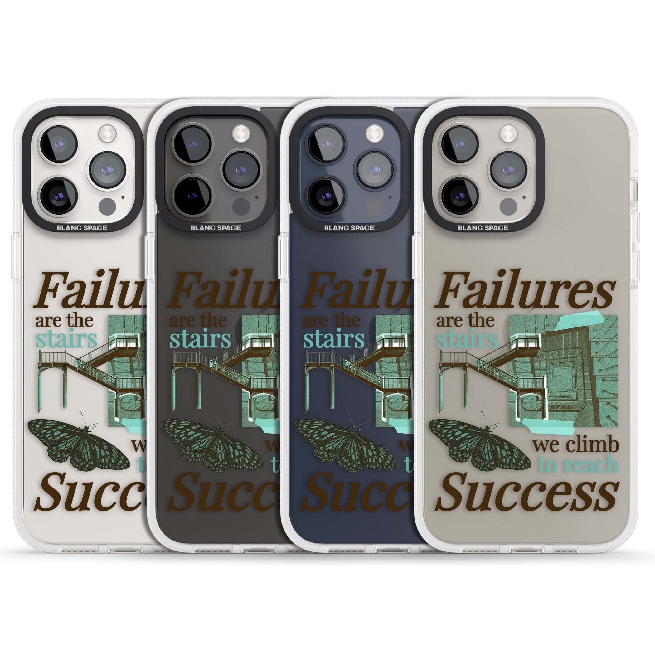 Fail To Succeed iPhone 15 Pro Max / 15 Pro / 14 Pro Max / 14 Pro / 13 Pro Clear Case Impact Air - Blanc Space