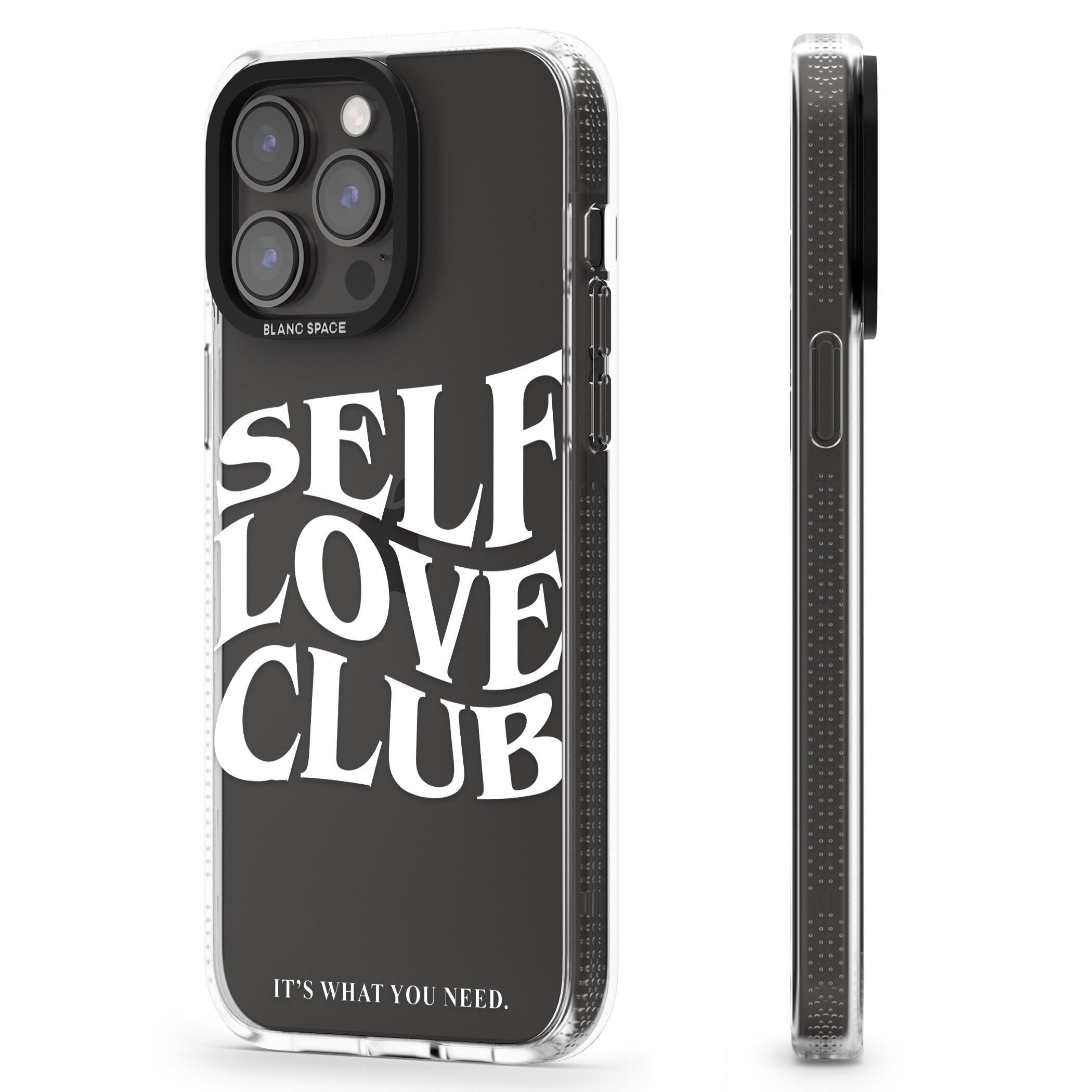 Self Love Club (White) iPhone 15 Pro Max / 15 Pro / 14 Pro Max / 14 Pro / 13 Pro Clear Case Impact Air - Blanc Space