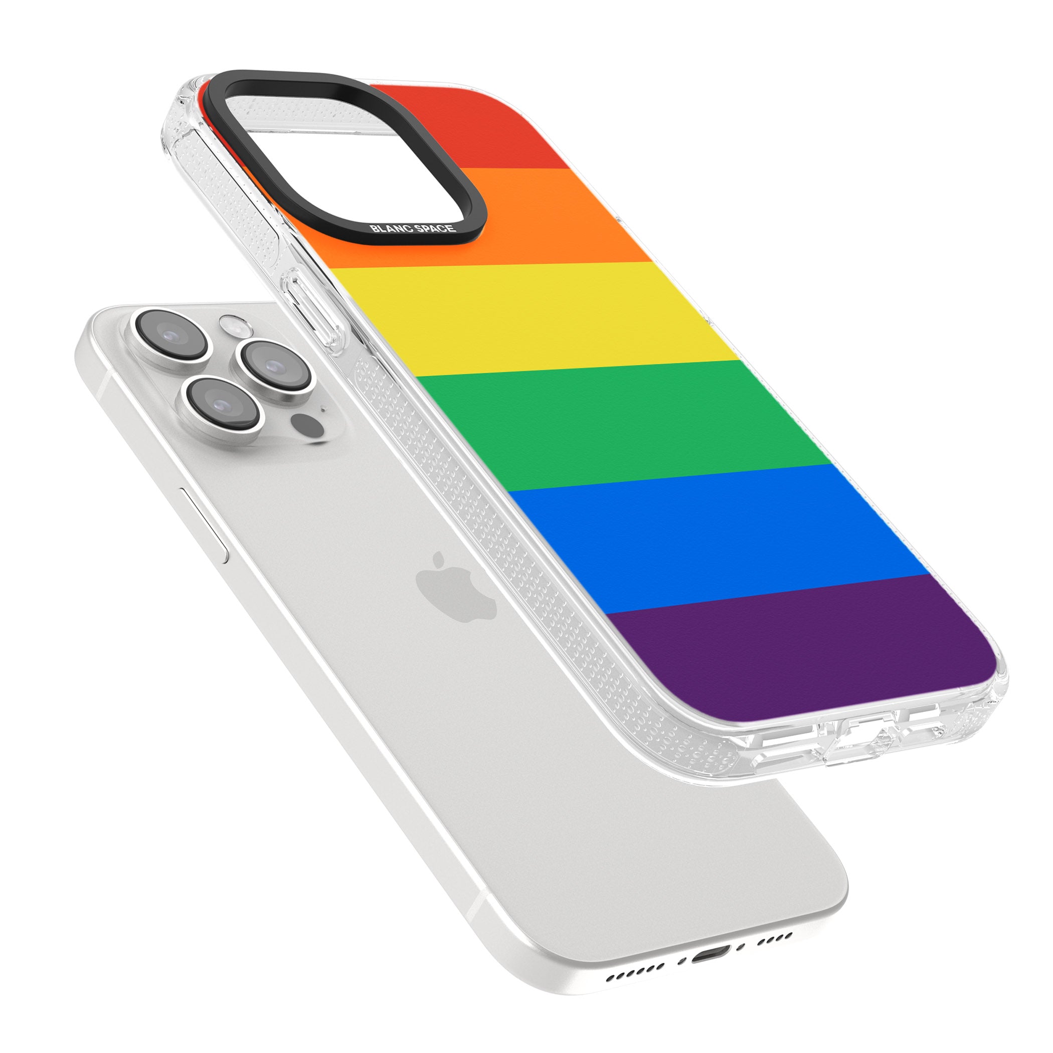 Rainbow Stripes iPhone 15 Pro Max / 15 Pro / 14 Pro Max / 14 Pro / 13 Pro Clear Case Impact Air - Blanc Space