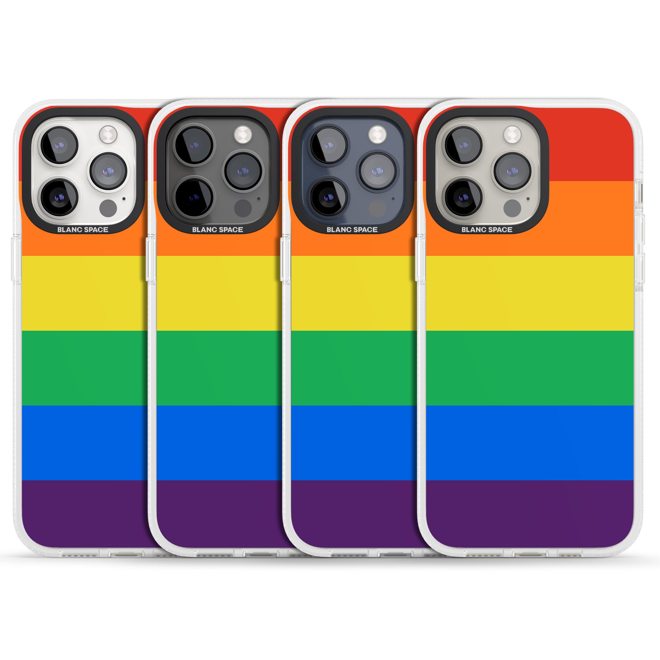 Rainbow Stripes iPhone 15 Pro Max / 15 Pro / 14 Pro Max / 14 Pro / 13 Pro Clear Case Impact Air - Blanc Space