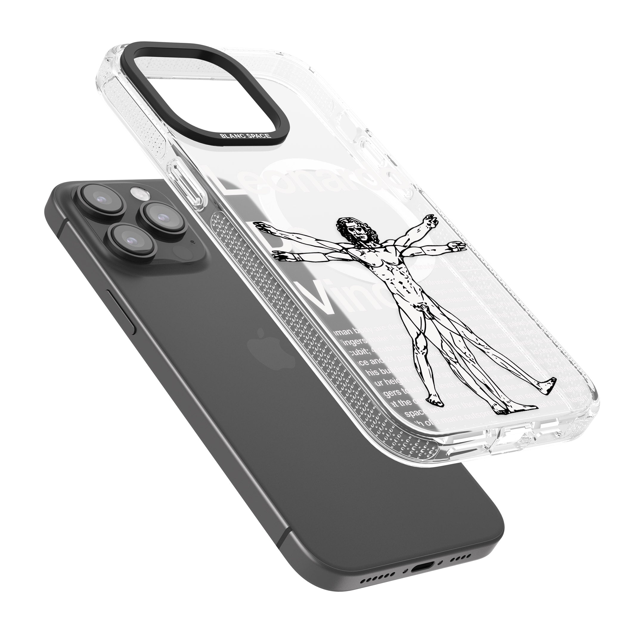 Vitruvian Man iPhone 15 Pro Max / 15 Pro / 14 Pro Max / 14 Pro / 13 Pro Clear Case Impact Air - Blanc Space