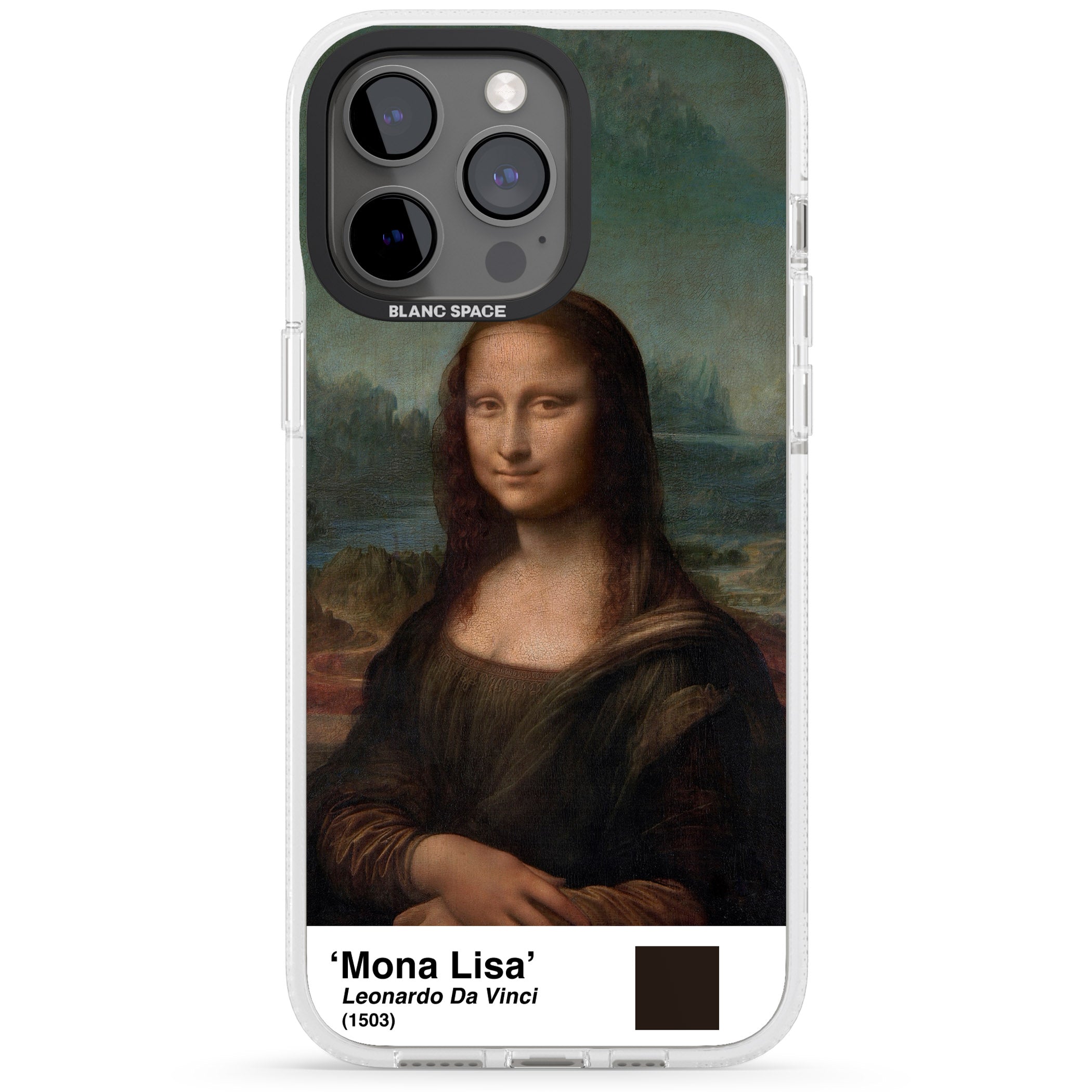 Mona Lisa iPhone 15 Pro Max / 15 Pro / 14 Pro Max / 14 Pro / 13 Pro Clear Case Impact Air - Blanc Space