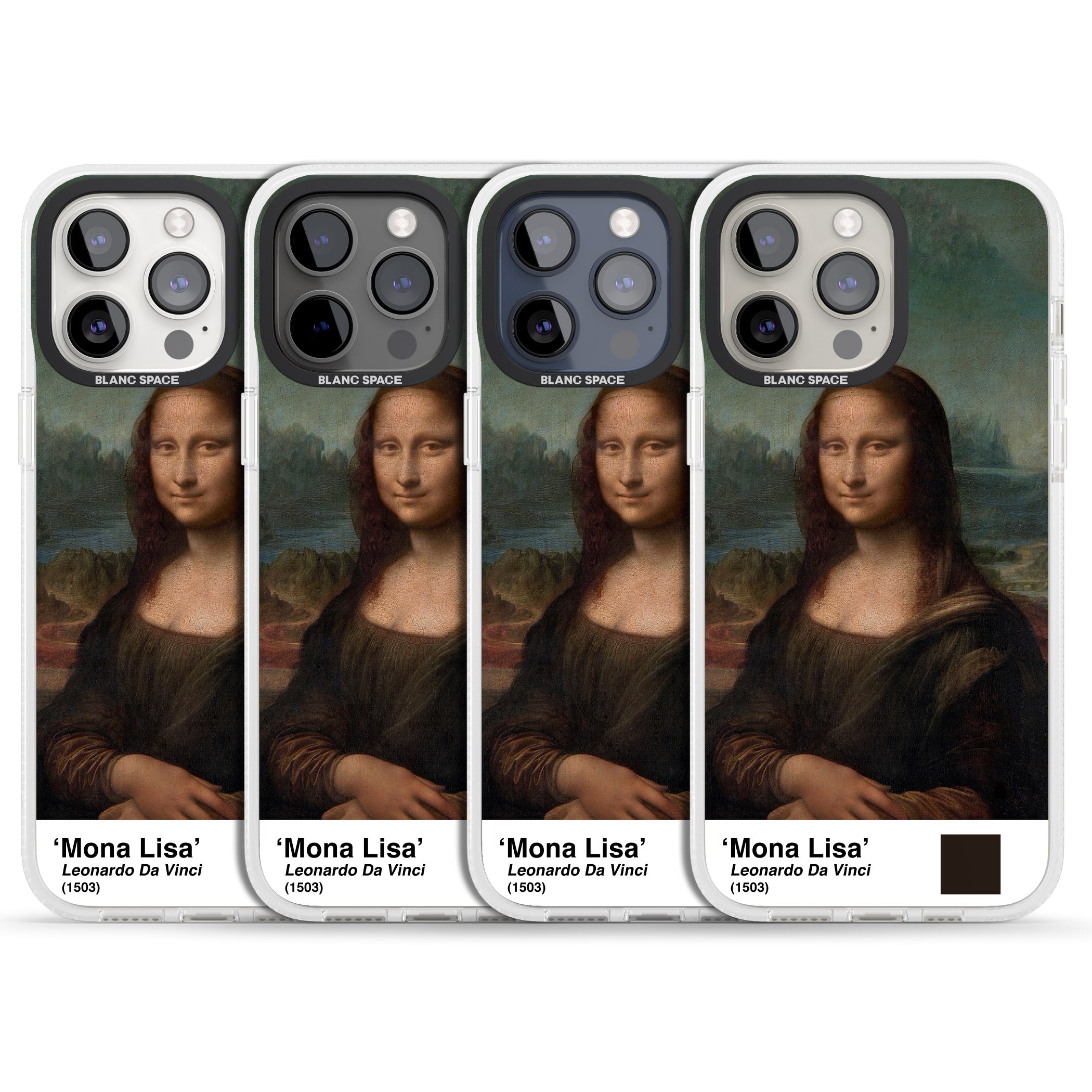 Mona Lisa iPhone 15 Pro Max / 15 Pro / 14 Pro Max / 14 Pro / 13 Pro Clear Case Impact Air - Blanc Space