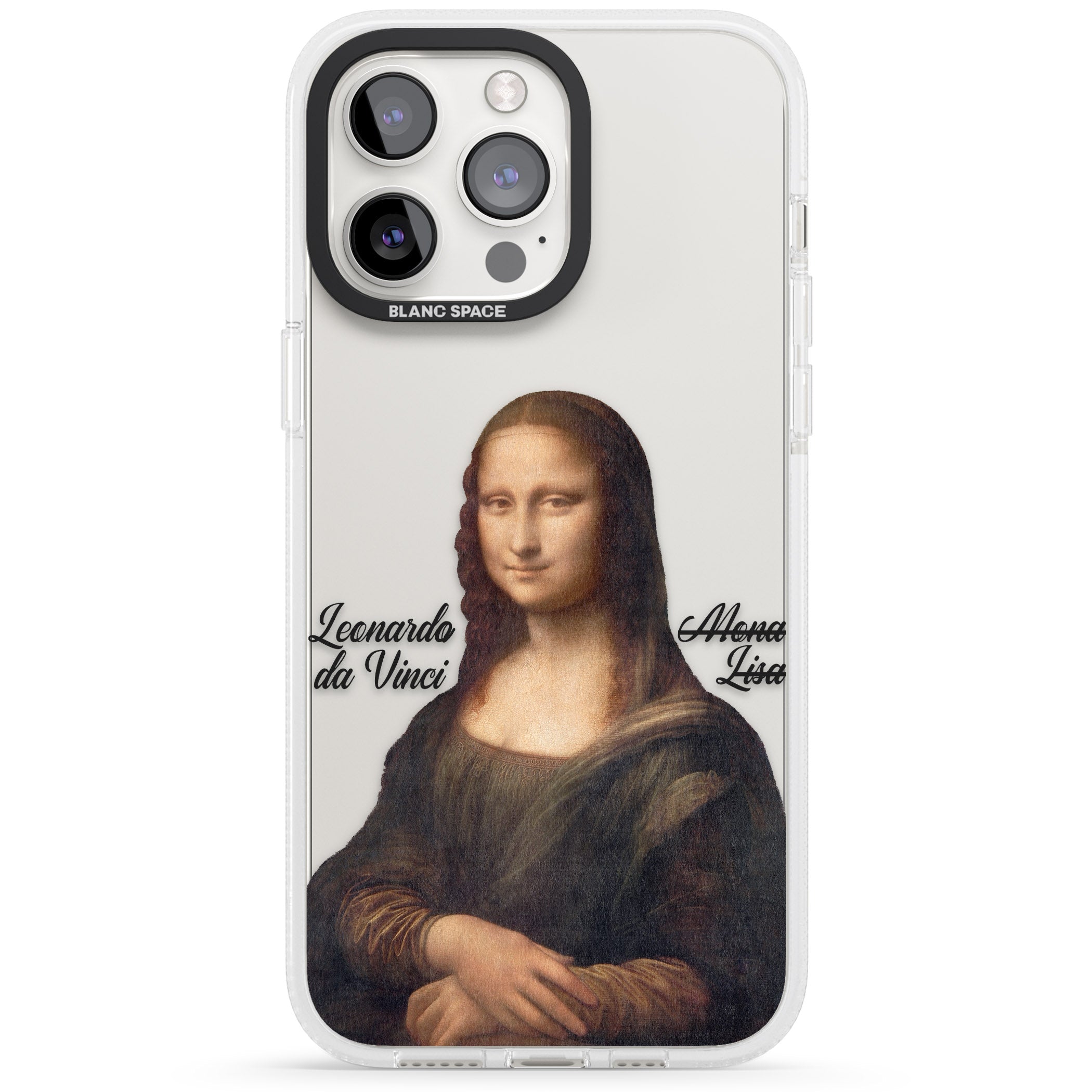 Mona Lisa Cutout iPhone 15 Pro Max / 15 Pro / 14 Pro Max / 14 Pro / 13 Pro Clear Case Impact Air - Blanc Space