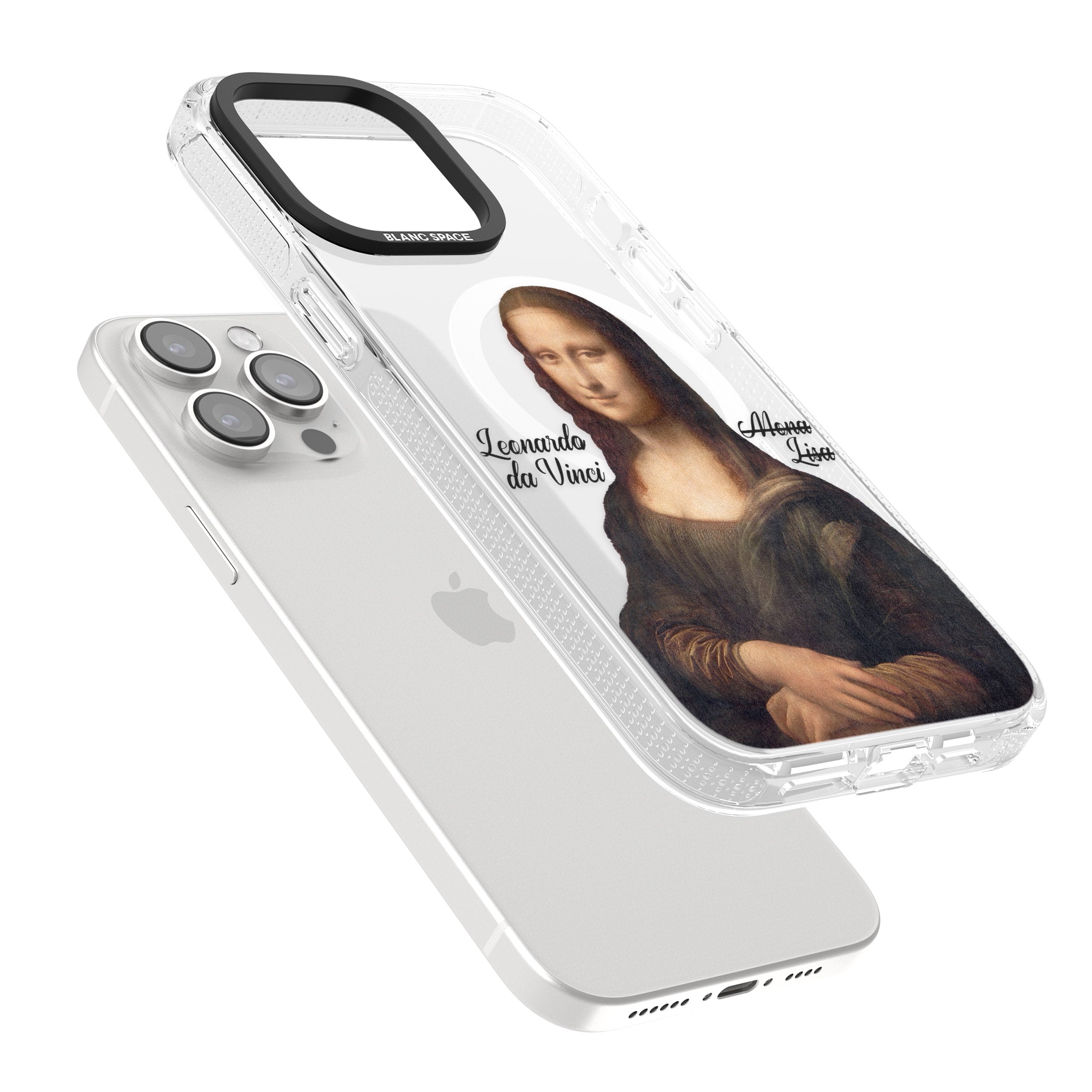 Mona Lisa Cutout iPhone 15 Pro Max / 15 Pro / 14 Pro Max / 14 Pro / 13 Pro Clear Case Impact Air - Blanc Space