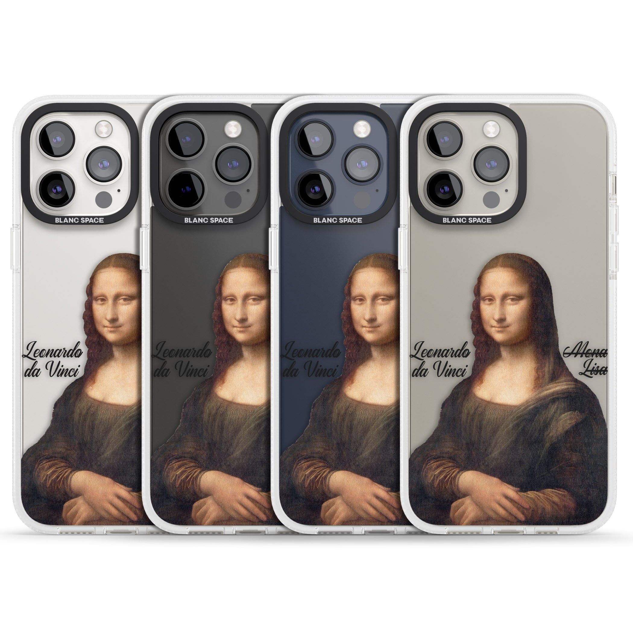 Mona Lisa Cutout iPhone 15 Pro Max / 15 Pro / 14 Pro Max / 14 Pro / 13 Pro Clear Case Impact Air - Blanc Space