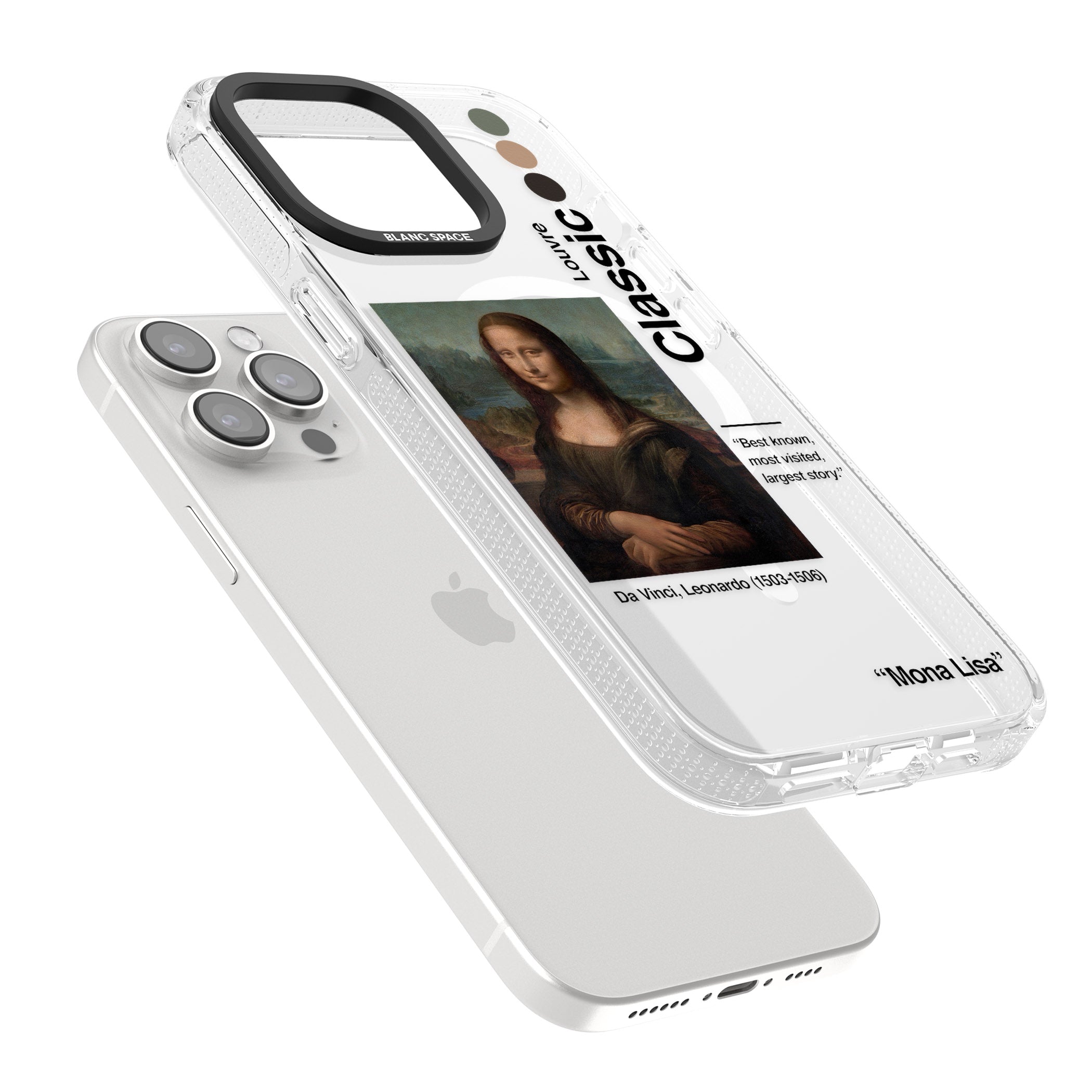 Mona Lisa - Leonardo Da Vinci iPhone 15 Pro Max / 15 Pro / 14 Pro Max / 14 Pro / 13 Pro Clear Case Impact Air - Blanc Space