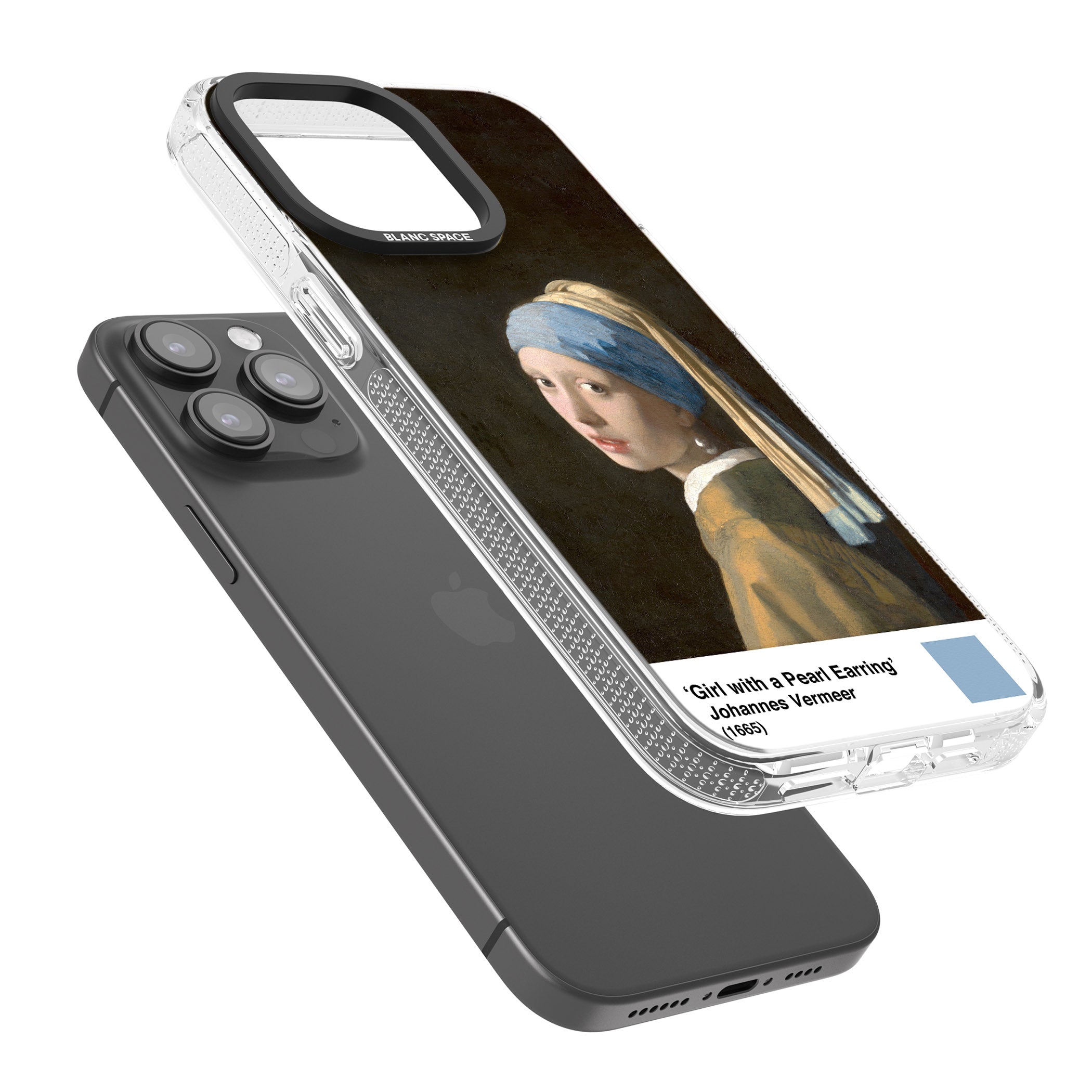 Girl with a Pearl Earring iPhone 15 Pro Max / 15 Pro / 14 Pro Max / 14 Pro / 13 Pro Clear Case Impact Air - Blanc Space