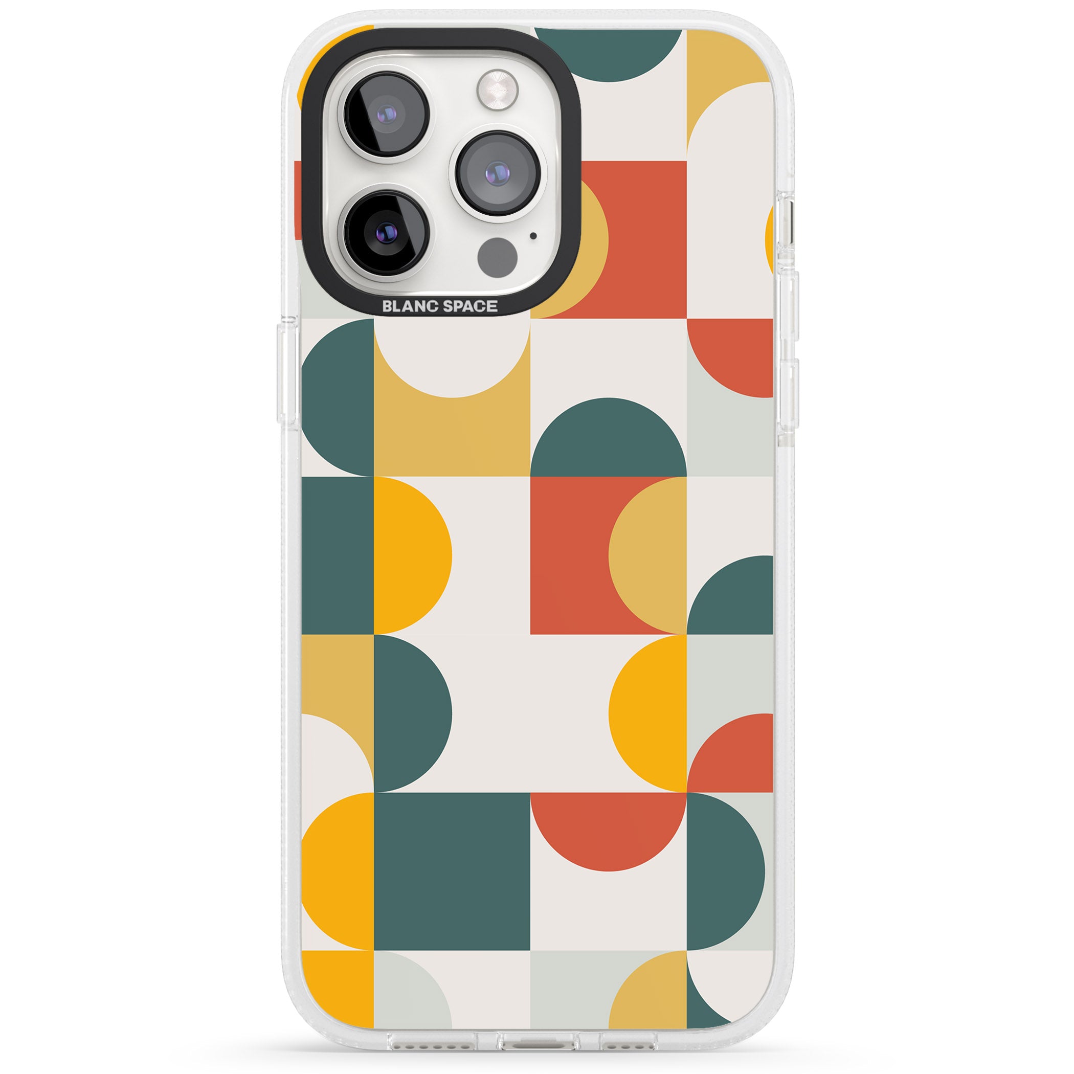 Abstract Retro Shapes: Muted Colour Mix iPhone 15 Pro Max / 15 Pro / 14 Pro Max / 14 Pro / 13 Pro Clear Case Impact Air - Blanc Space