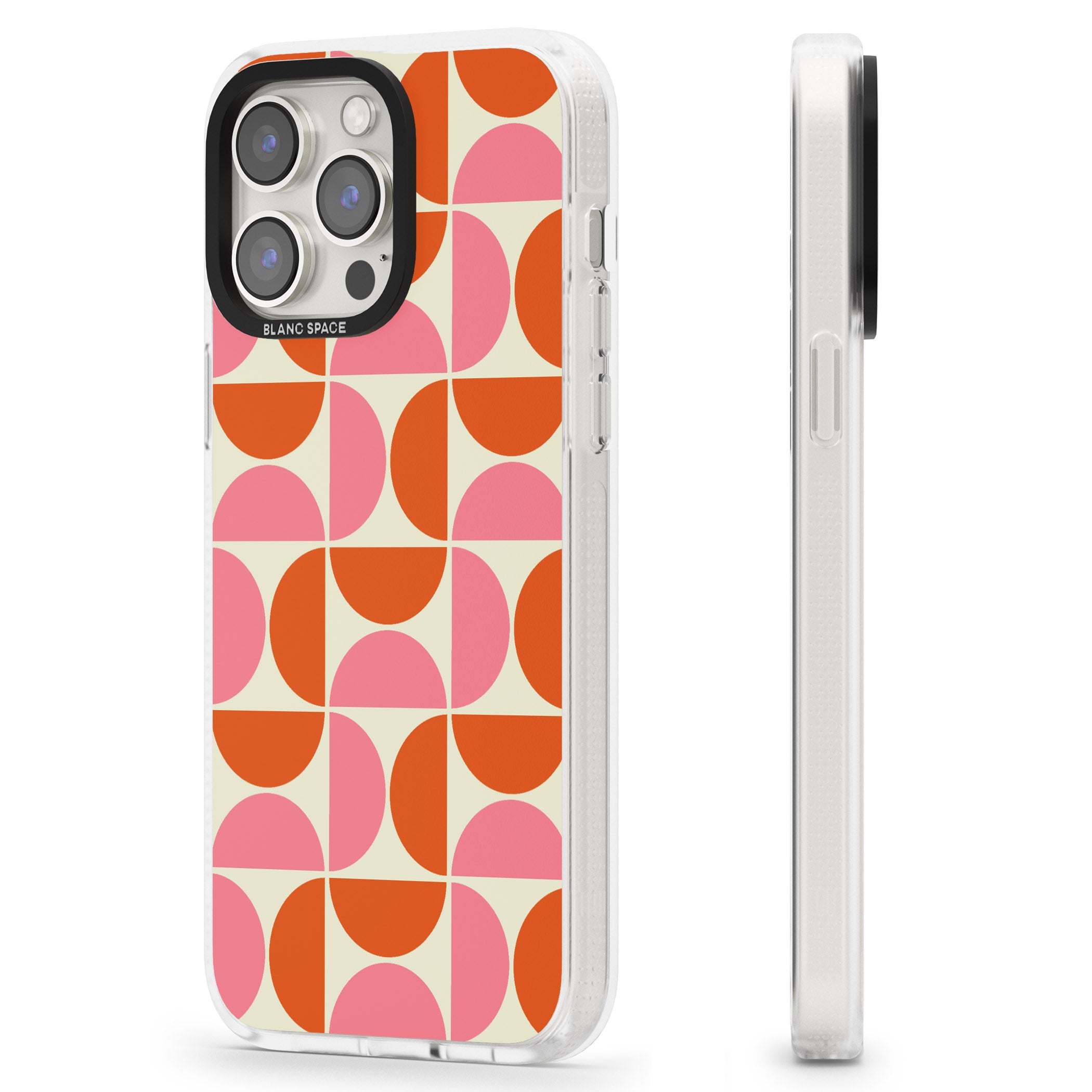 Retro Half-circle Pattern iPhone 15 Pro Max / 15 Pro / 14 Pro Max / 14 Pro / 13 Pro Clear Case Impact Air - Blanc Space