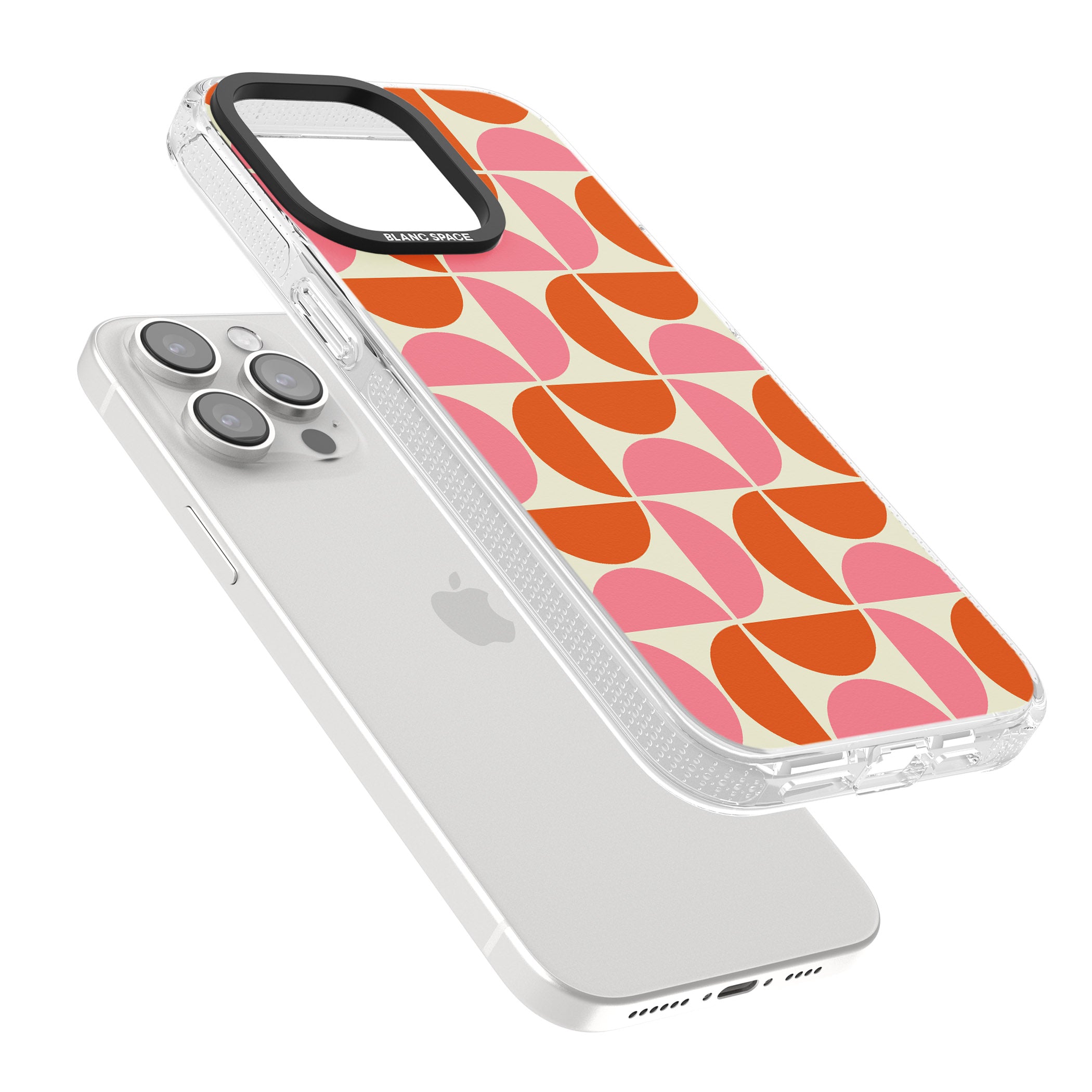 Retro Half-circle Pattern iPhone 15 Pro Max / 15 Pro / 14 Pro Max / 14 Pro / 13 Pro Clear Case Impact Air - Blanc Space