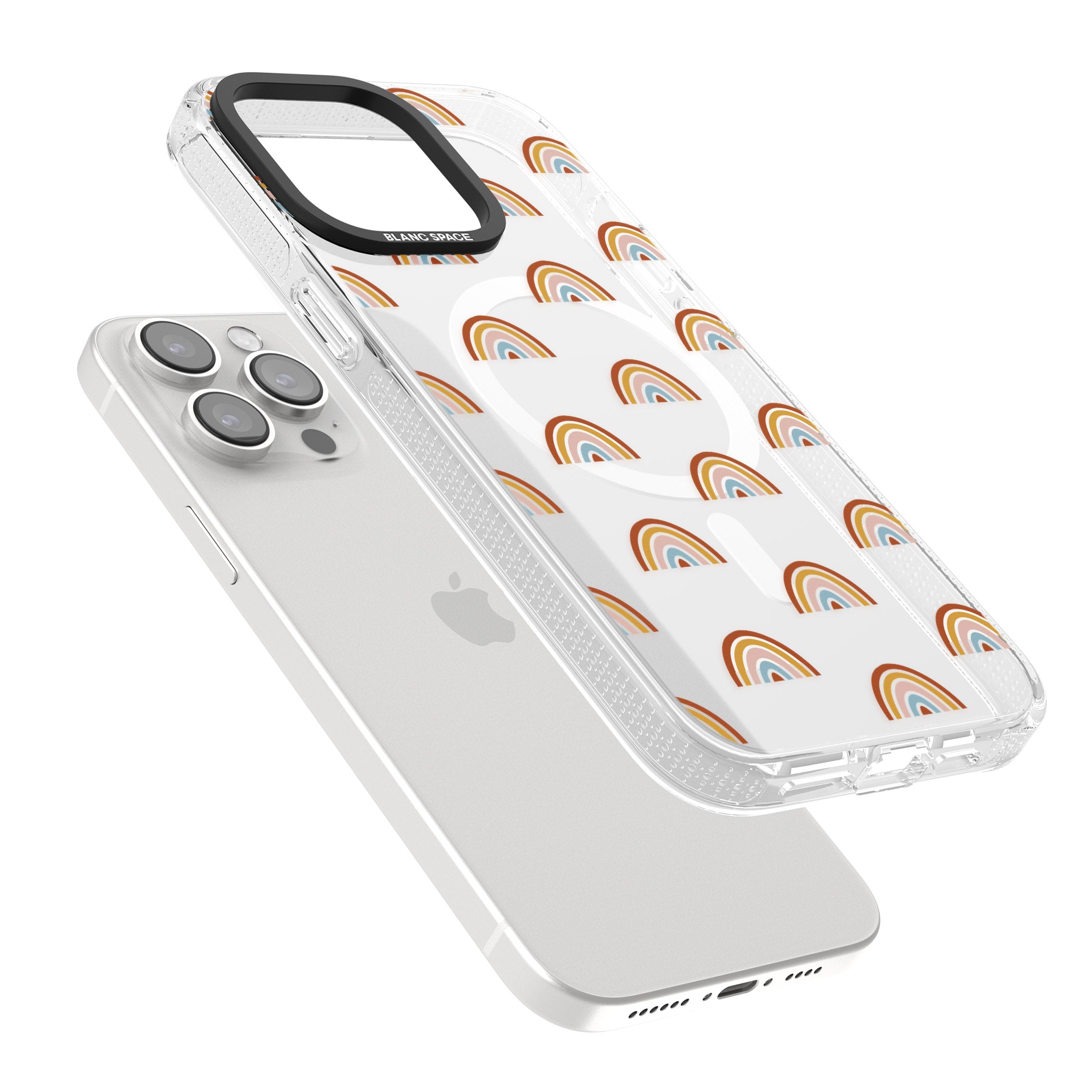 Cute Scandinavian Rainbows iPhone 15 Pro Max / 15 Pro / 14 Pro Max / 14 Pro / 13 Pro Clear Case Impact Air - Blanc Space