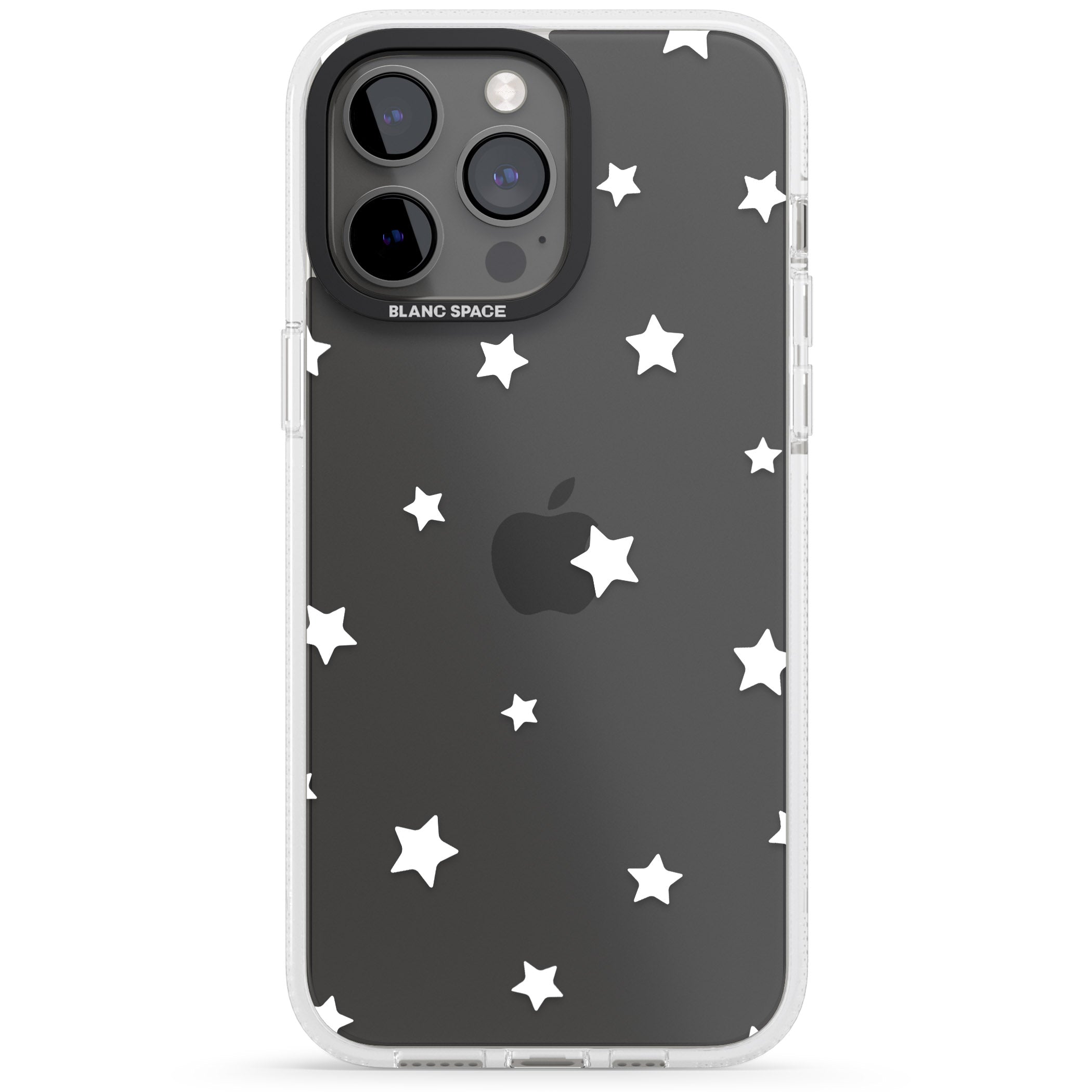 White Stars Pattern iPhone 15 Pro Max / 15 Pro / 14 Pro Max / 14 Pro / 13 Pro Clear Case Impact Air - Blanc Space