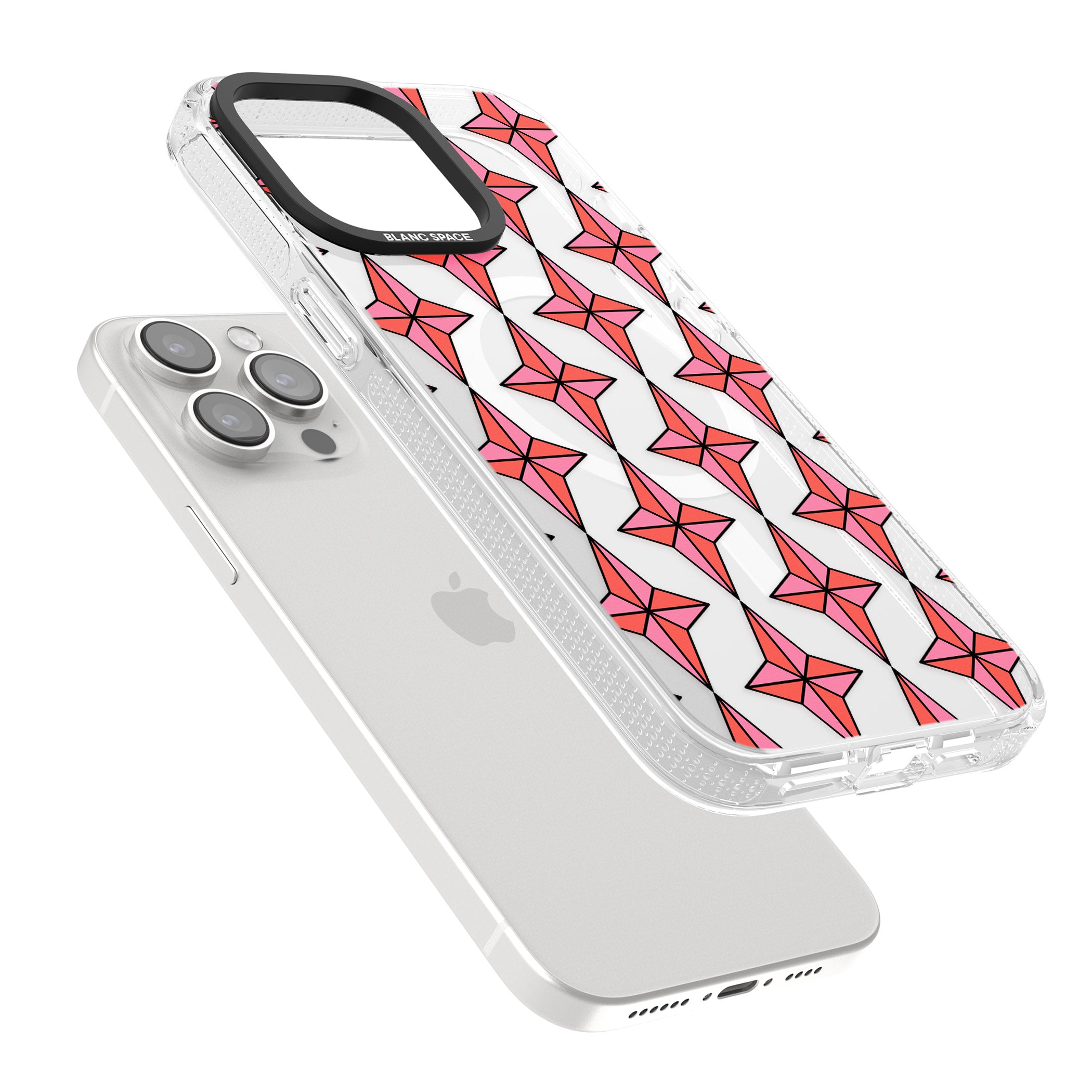 Rose Stars Pattern (Clear) iPhone 15 Pro Max / 15 Pro / 14 Pro Max / 14 Pro / 13 Pro Clear Case Impact Air - Blanc Space