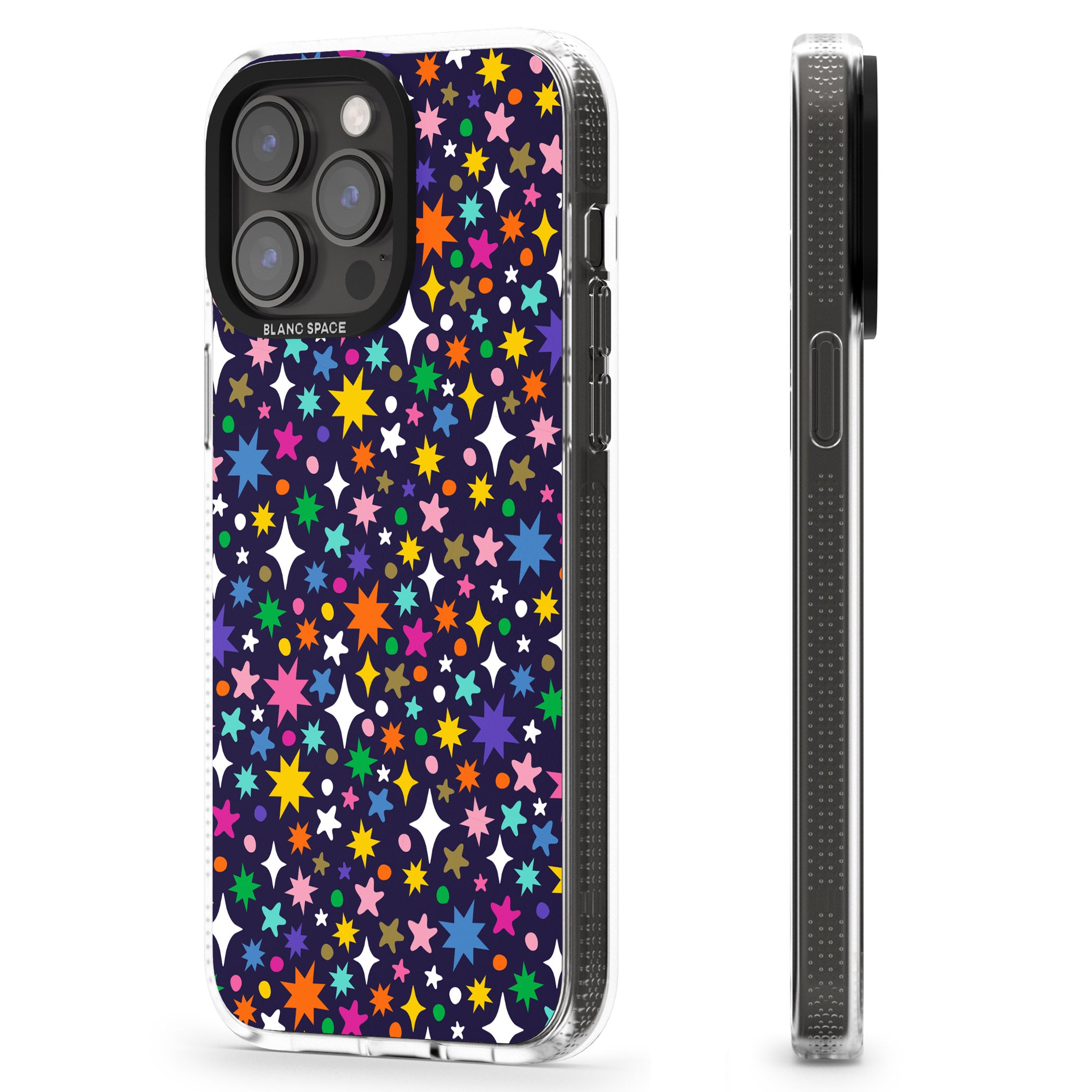 Rainbow Starburst (Purple) iPhone 15 Pro Max / 15 Pro / 14 Pro Max / 14 Pro / 13 Pro Clear Case Impact Air - Blanc Space