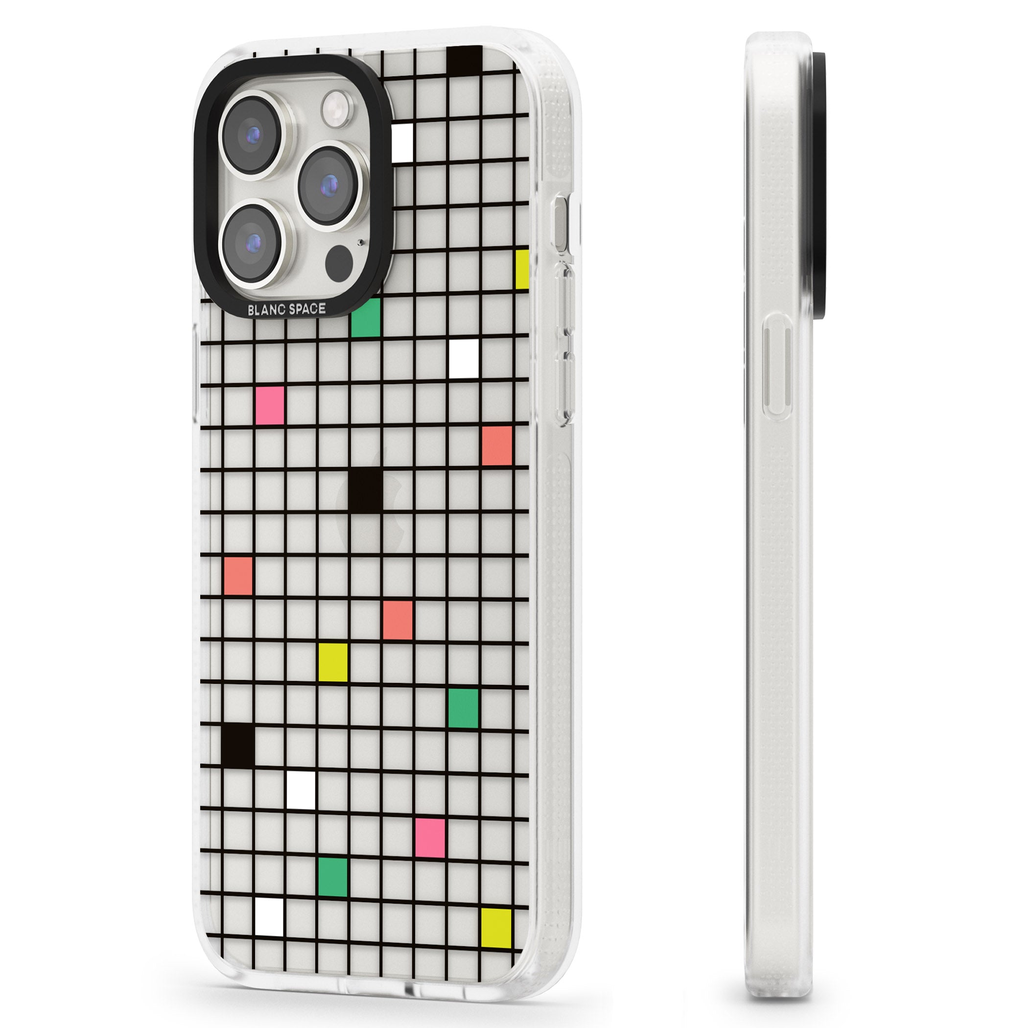 Vibrant Clear Geometric Grid iPhone 15 Pro Max / 15 Pro / 14 Pro Max / 14 Pro / 13 Pro Clear Case Impact Air - Blanc Space