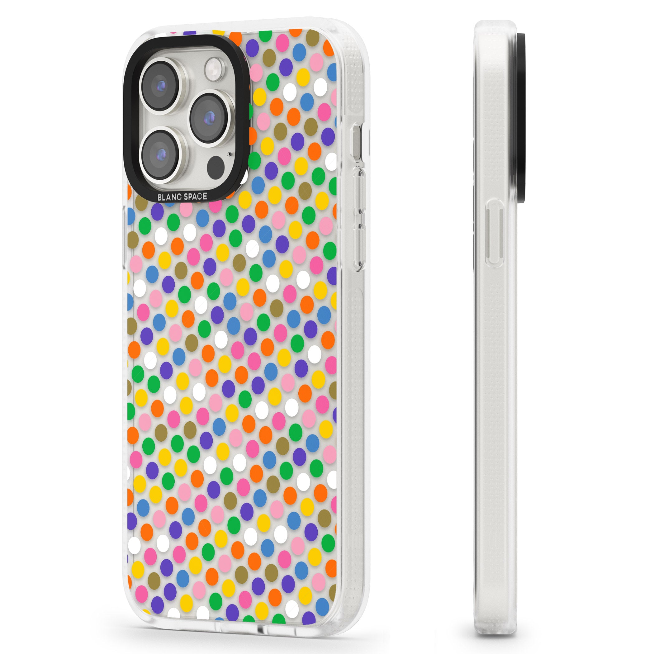 Multicolour Polka-dot Fiesta iPhone 15 Pro Max / 15 Pro / 14 Pro Max / 14 Pro / 13 Pro Clear Case Impact Air - Blanc Space