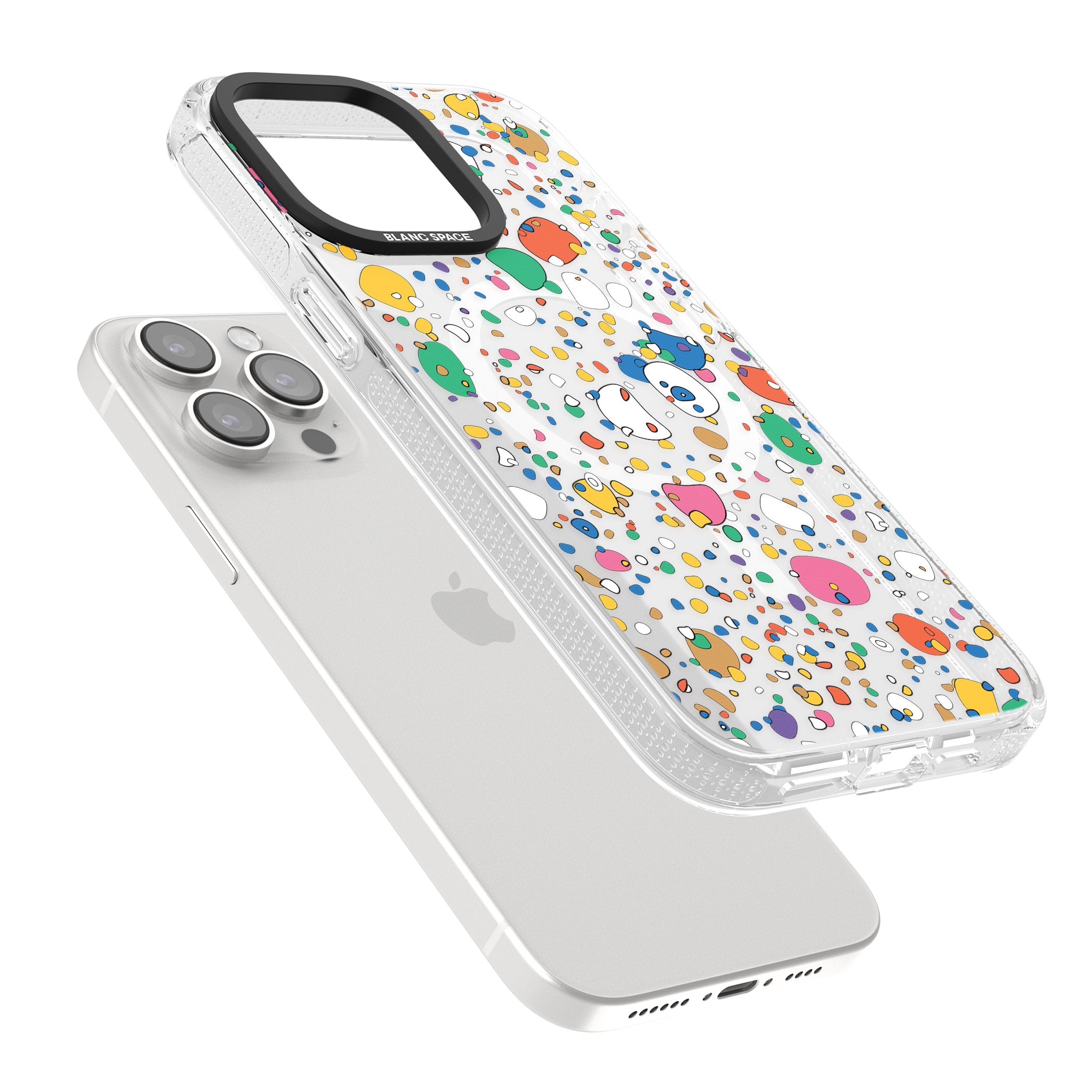 Colourful Confetti Pebbles iPhone 15 Pro Max / 15 Pro / 14 Pro Max / 14 Pro / 13 Pro Clear Case Impact Air - Blanc Space