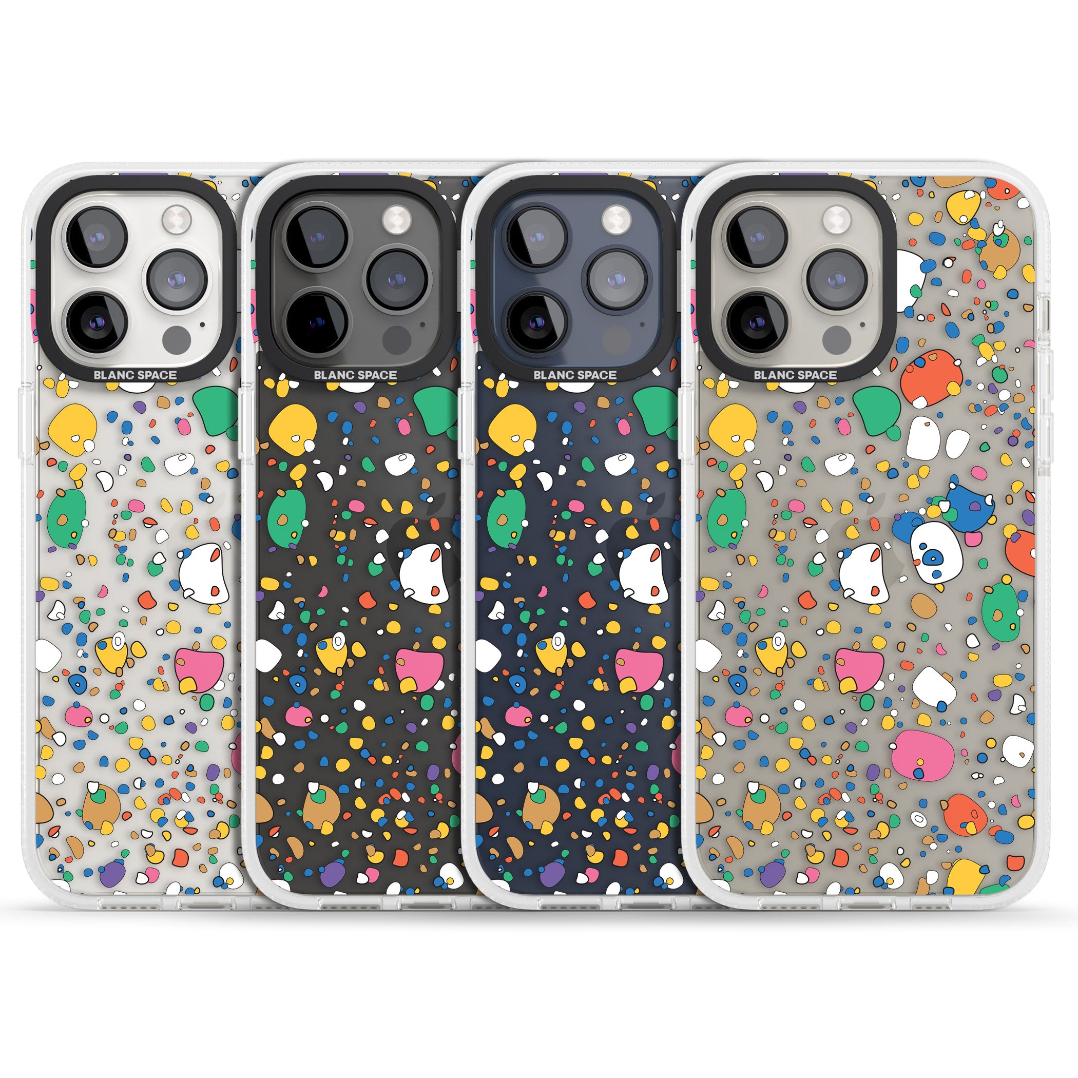Colourful Confetti Pebbles iPhone 15 Pro Max / 15 Pro / 14 Pro Max / 14 Pro / 13 Pro Clear Case Impact Air - Blanc Space