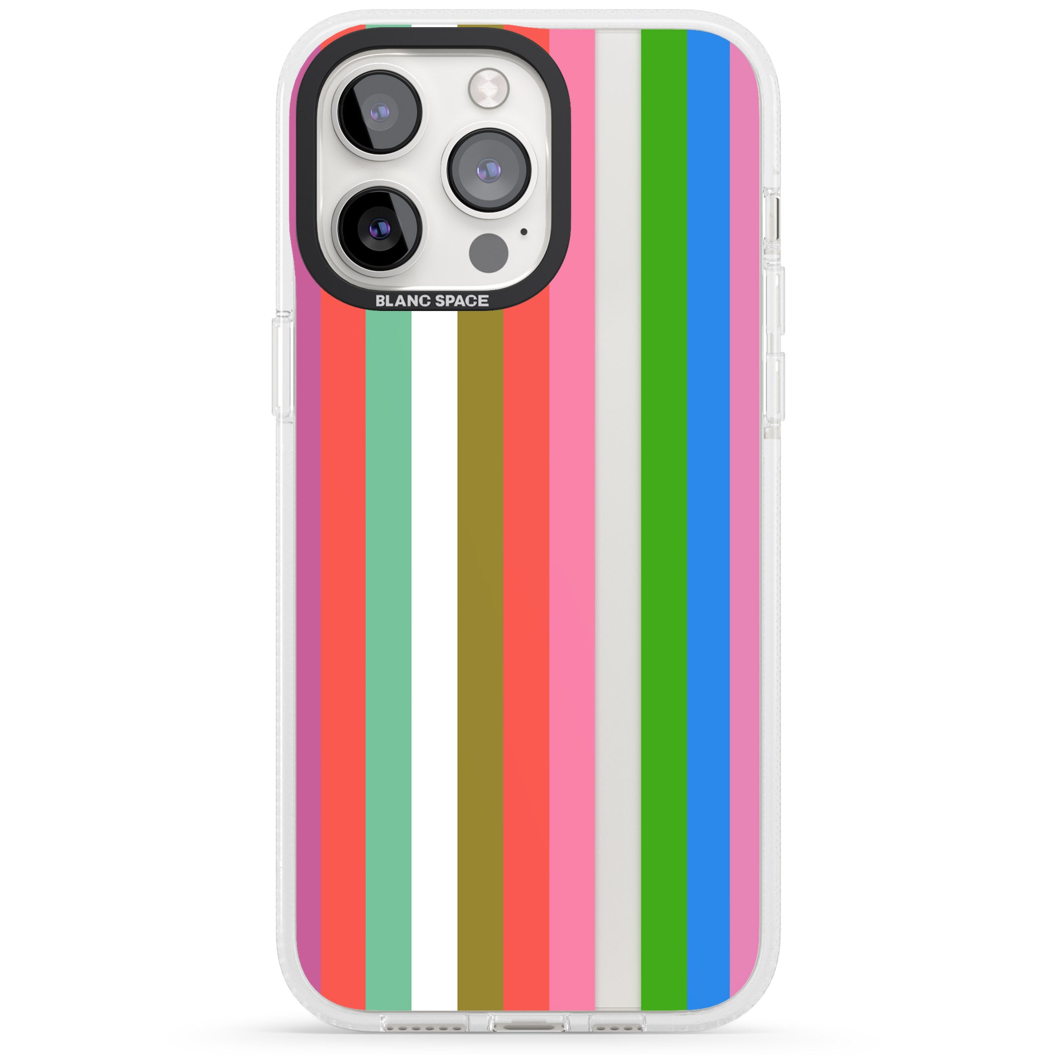 Vibrant Stripes iPhone 15 Pro Max / 15 Pro / 14 Pro Max / 14 Pro / 13 Pro Clear Case Impact Air - Blanc Space