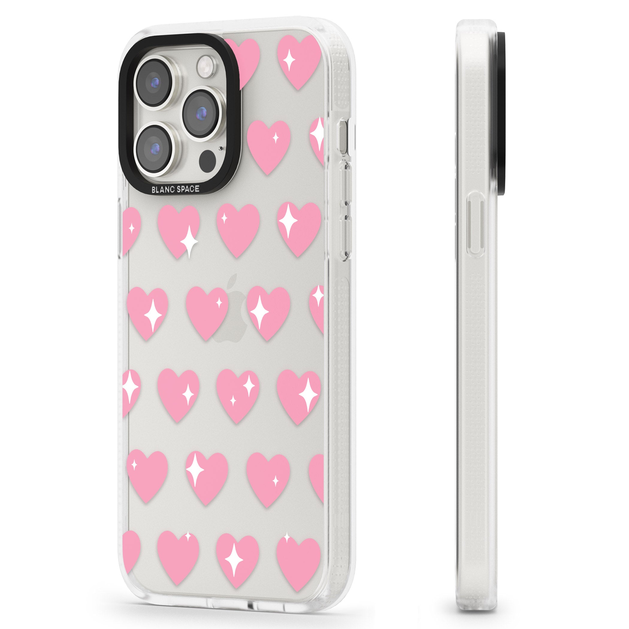 Sweet Hearts iPhone 15 Pro Max / 15 Pro / 14 Pro Max / 14 Pro / 13 Pro Clear Case Impact Air - Blanc Space