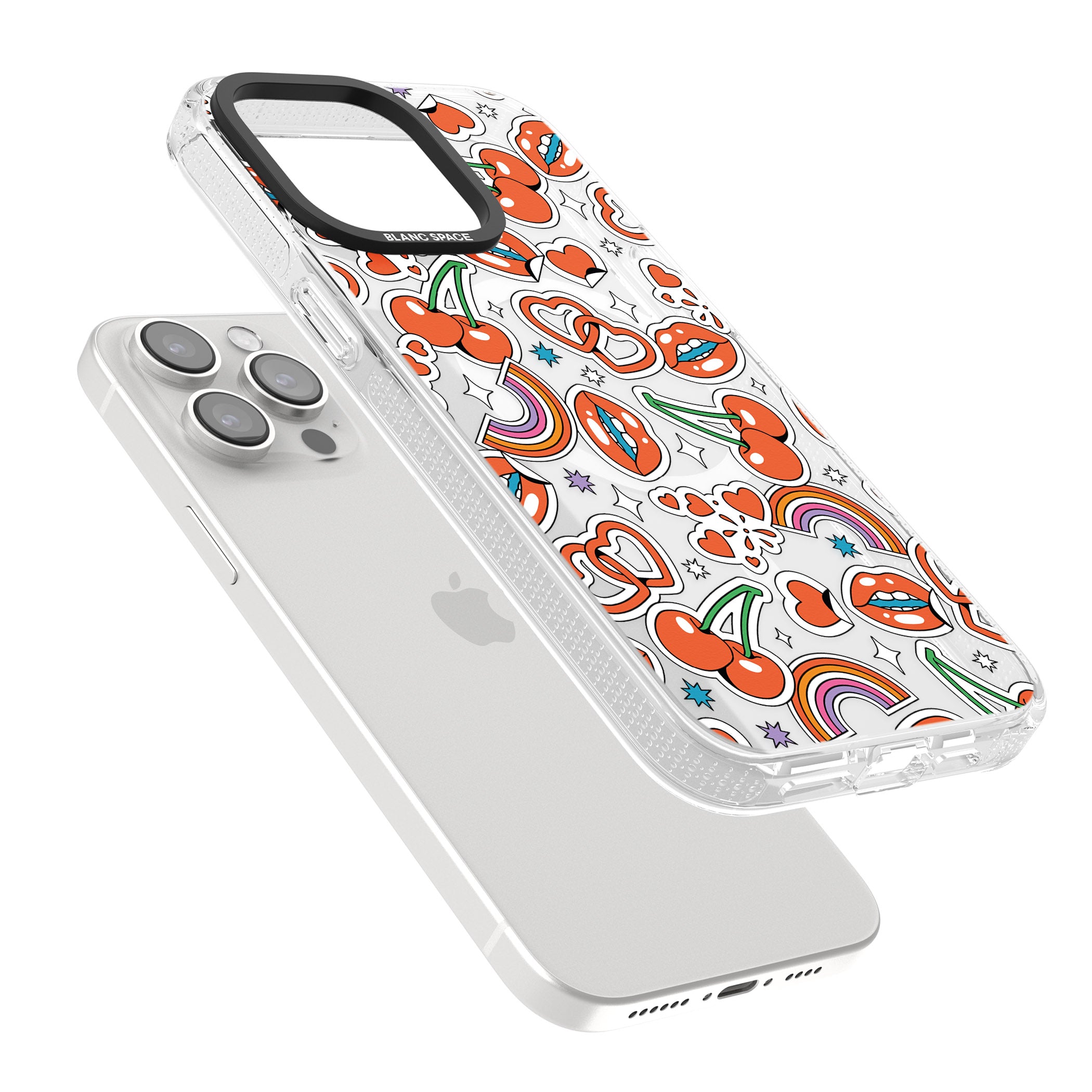 Red Sticker Pop iPhone 15 Pro Max / 15 Pro / 14 Pro Max / 14 Pro / 13 Pro Clear Case Impact Air - Blanc Space