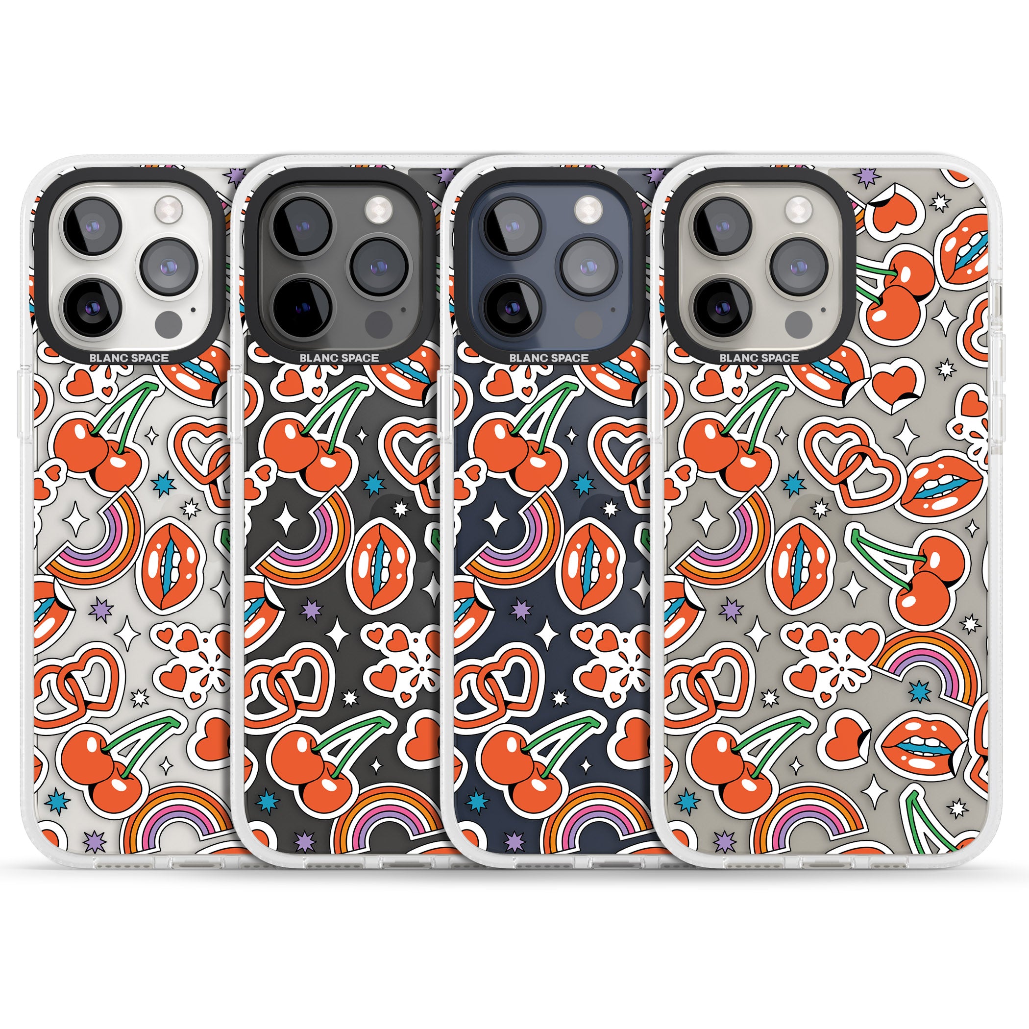 Red Sticker Pop iPhone 15 Pro Max / 15 Pro / 14 Pro Max / 14 Pro / 13 Pro Clear Case Impact Air - Blanc Space