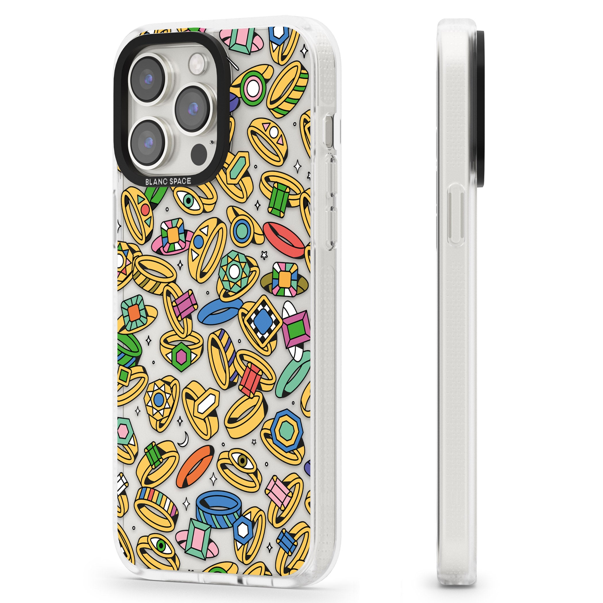 Gemstone Glitz iPhone 15 Pro Max / 15 Pro / 14 Pro Max / 14 Pro / 13 Pro Clear Case Impact Air - Blanc Space